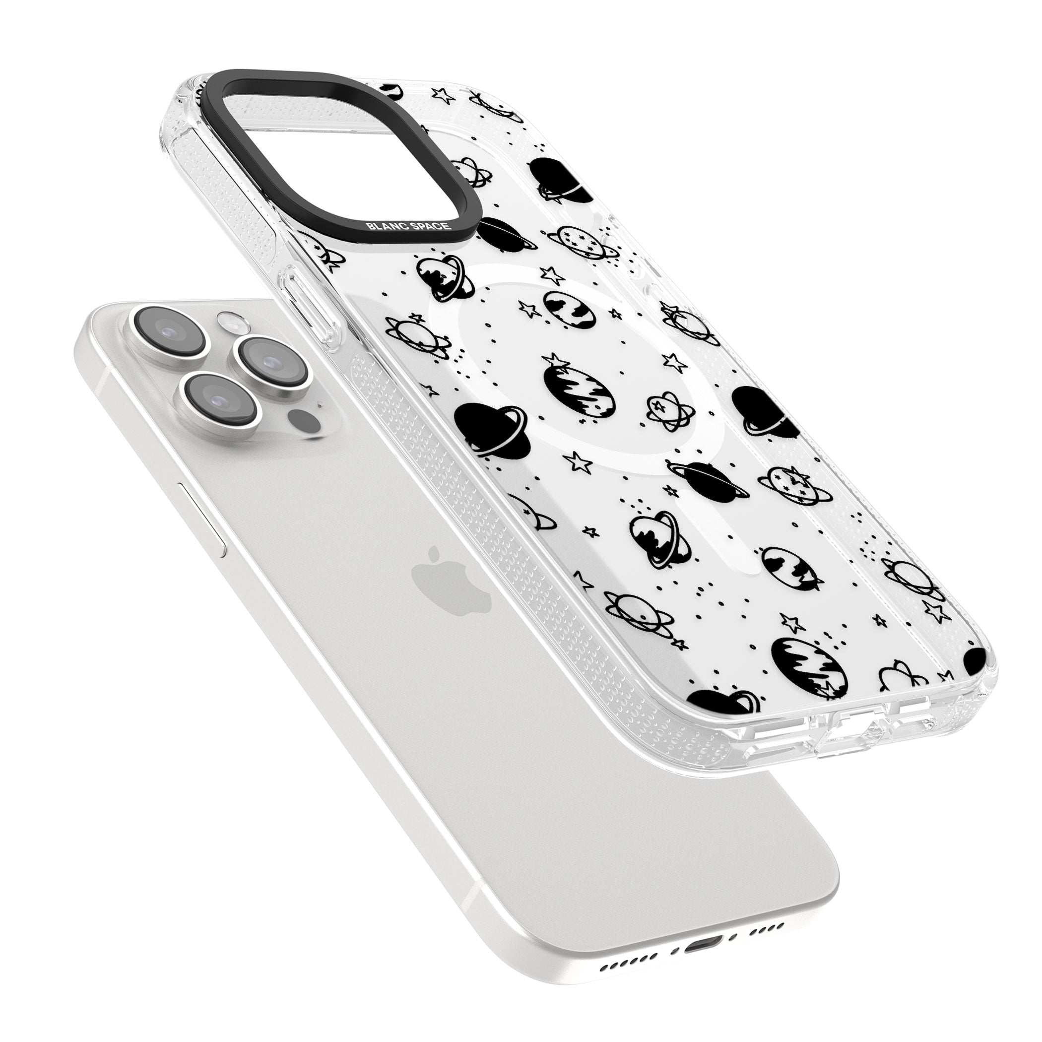 Planets iPhone 15 Pro Max / 15 Pro / 14 Pro Max / 14 Pro / 13 Pro Clear Case Impact Air - Blanc Space