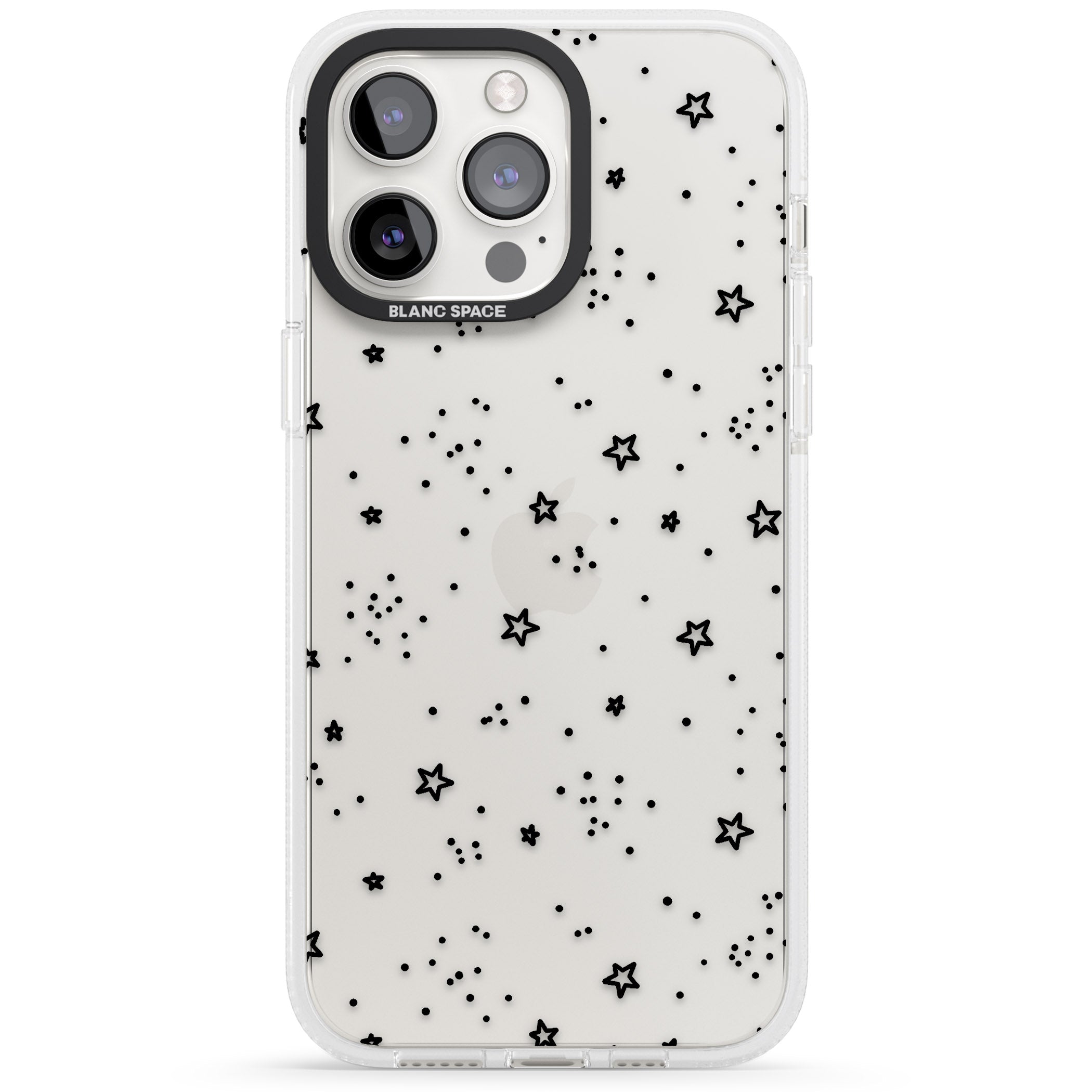 Star Outlines iPhone 15 Pro Max / 15 Pro / 14 Pro Max / 14 Pro / 13 Pro Clear Case Impact Air - Blanc Space