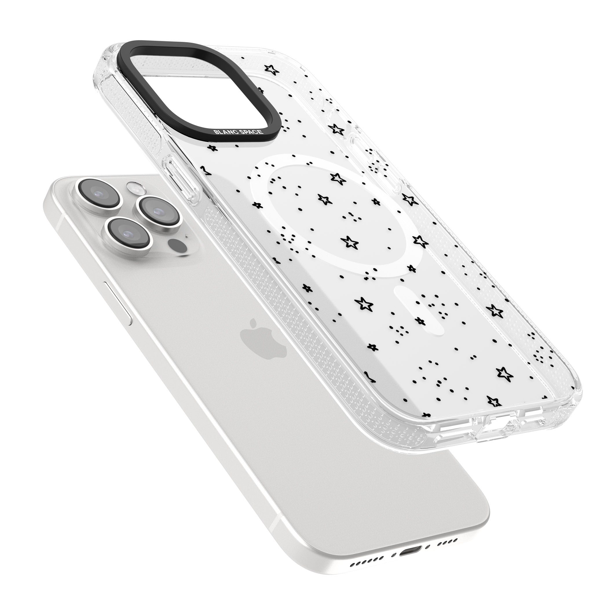 Star Outlines iPhone 15 Pro Max / 15 Pro / 14 Pro Max / 14 Pro / 13 Pro Clear Case Impact Air - Blanc Space
