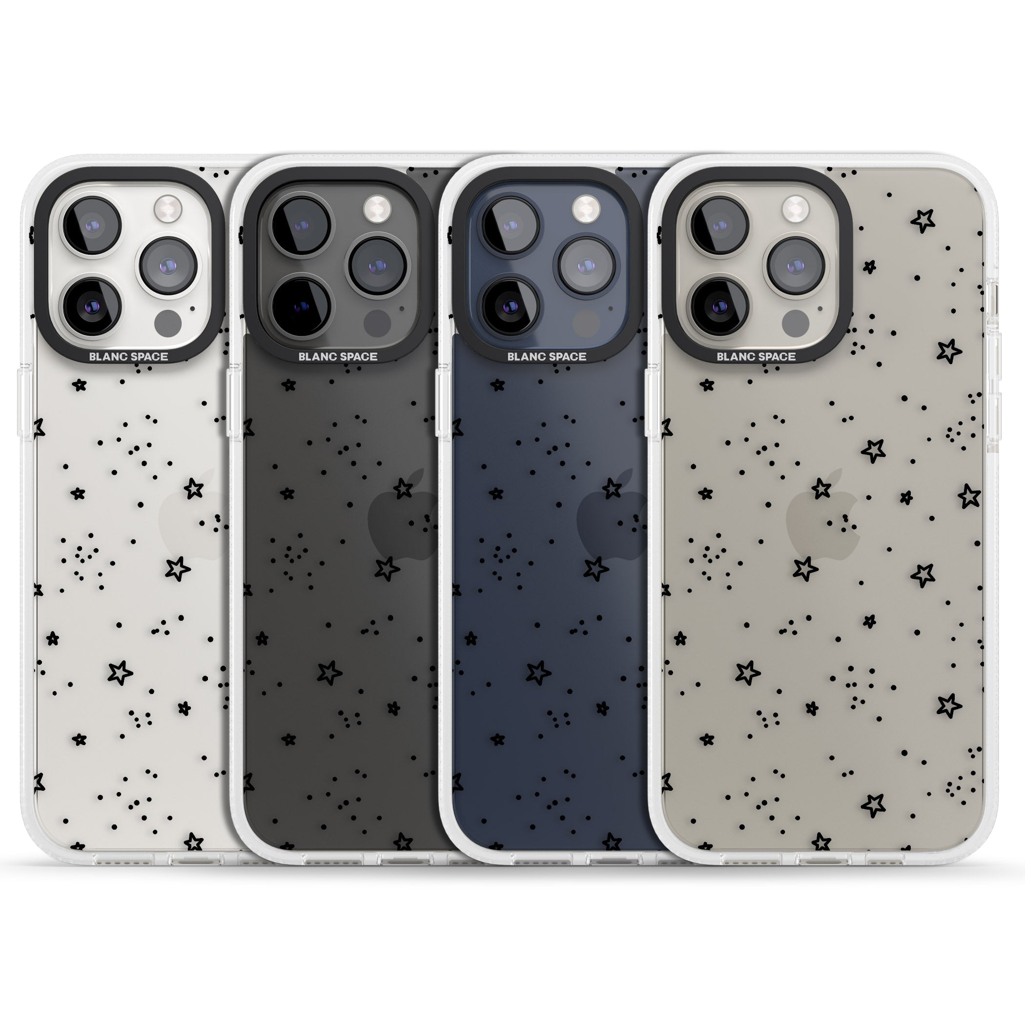 Star Outlines iPhone 15 Pro Max / 15 Pro / 14 Pro Max / 14 Pro / 13 Pro Clear Case Impact Air - Blanc Space