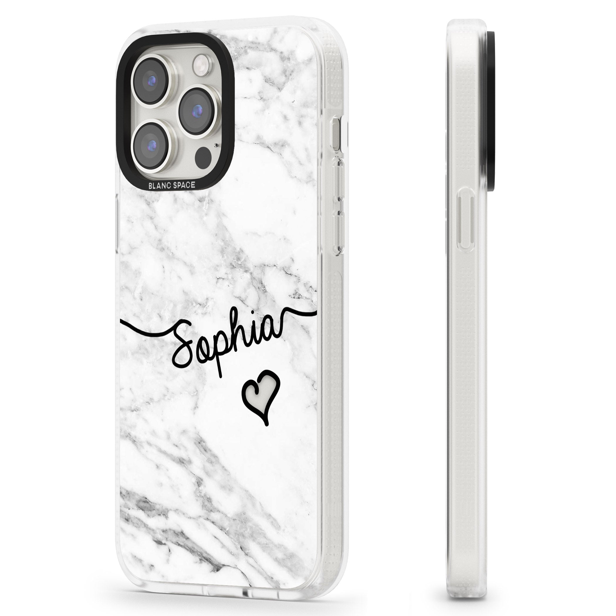 White Marble iPhone 15 Pro Max / 15 Pro / 14 Pro Max / 14 Pro / 13 Pro Clear Case Impact Air - Blanc Space