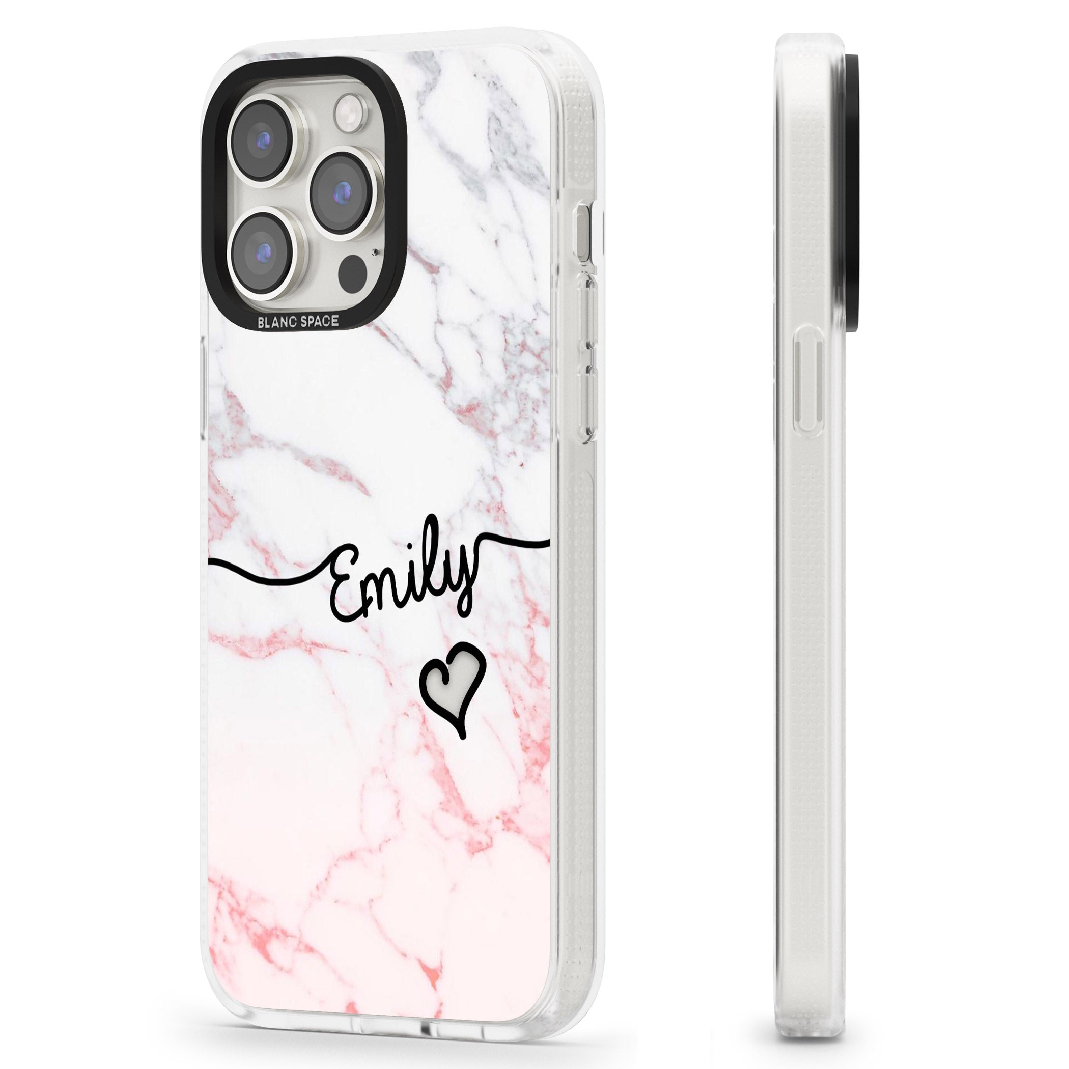 Pink Fade Marble iPhone 15 Pro Max / 15 Pro / 14 Pro Max / 14 Pro / 13 Pro Clear Case Impact Air - Blanc Space