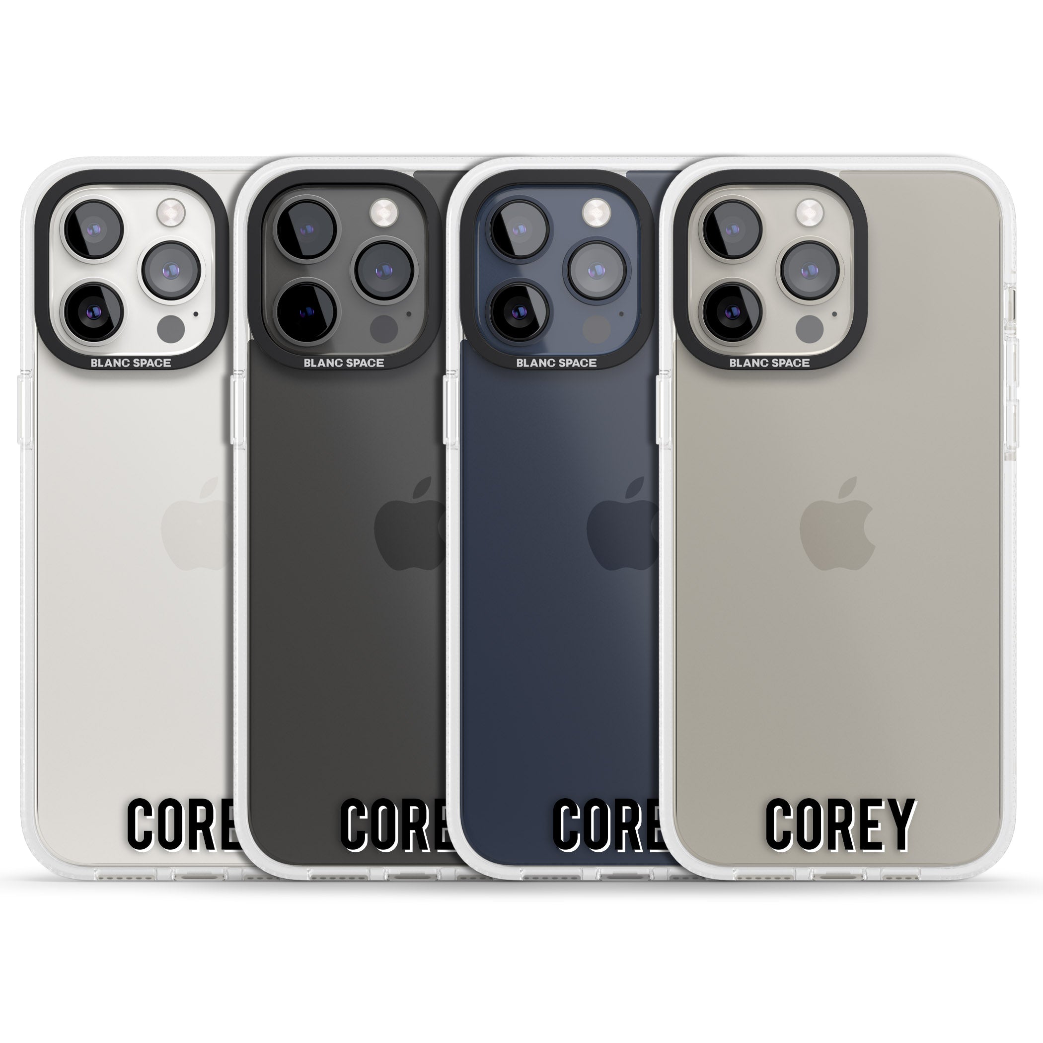 Personalised Clear Text 2A iPhone 15 Pro Max / 15 Pro / 14 Pro Max / 14 Pro / 13 Pro Clear Case Impact Air - Blanc Space