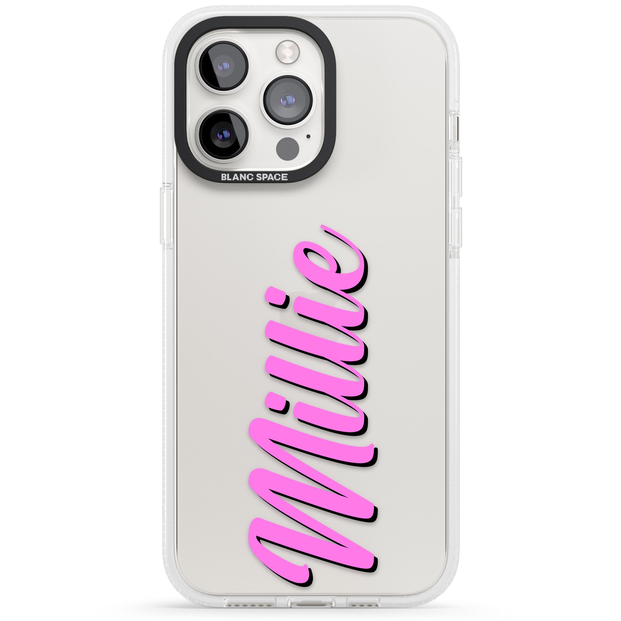 Personalised Clear Text 3C iPhone 15 Pro Max / 15 Pro / 14 Pro Max / 14 Pro / 13 Pro Clear Case Impact Air - Blanc Space