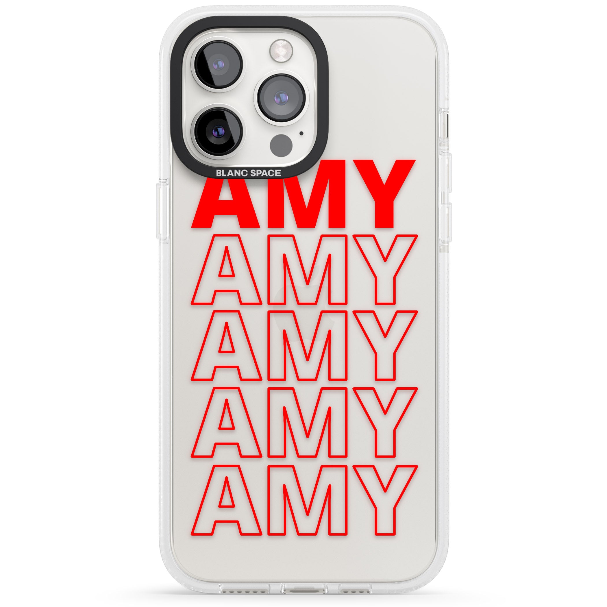 Personalised Clear Text 5B iPhone 15 Pro Max / 15 Pro / 14 Pro Max / 14 Pro / 13 Pro Clear Case Impact Air - Blanc Space