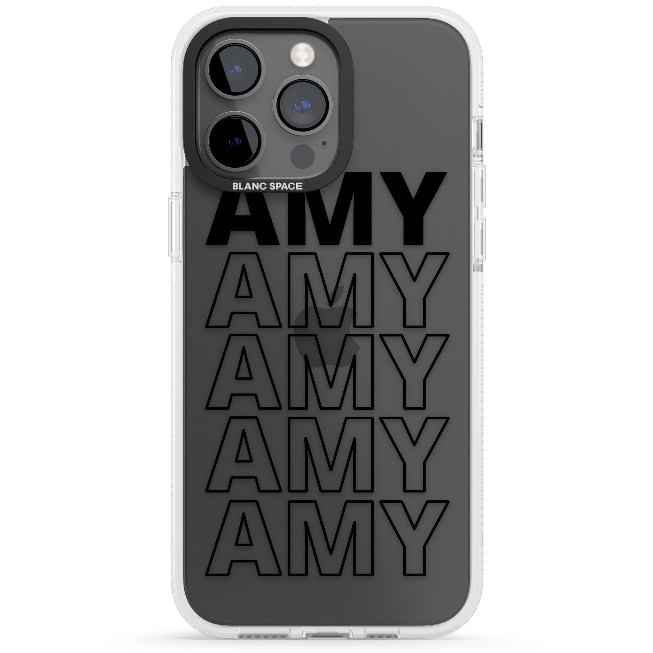 Personalised Clear Text 5E iPhone 15 Pro Max / 15 Pro / 14 Pro Max / 14 Pro / 13 Pro Clear Case Impact Air - Blanc Space