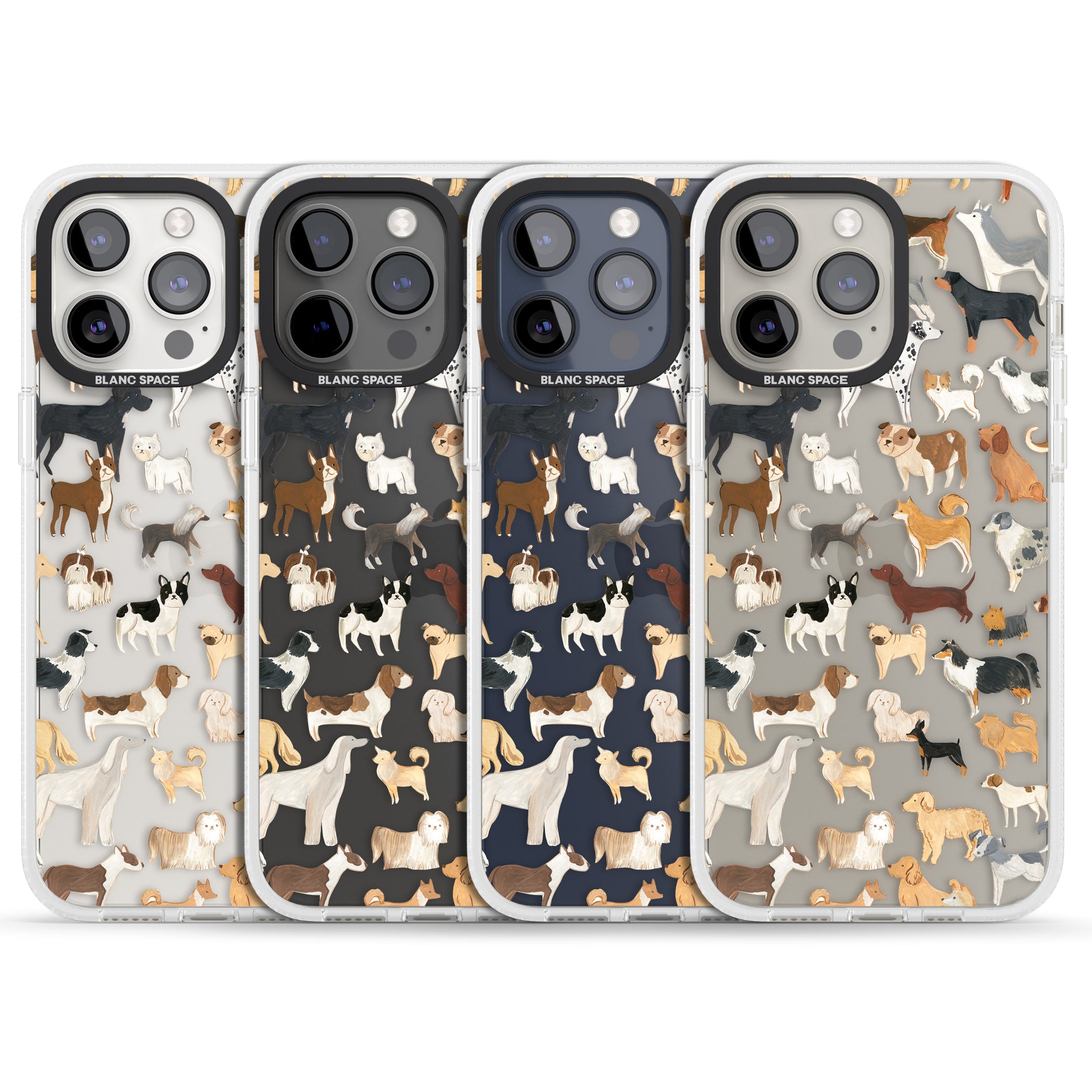 Hand Painted Dogs iPhone 15 Pro Max / 15 Pro / 14 Pro Max / 14 Pro / 13 Pro Clear Case Impact Air - Blanc Space