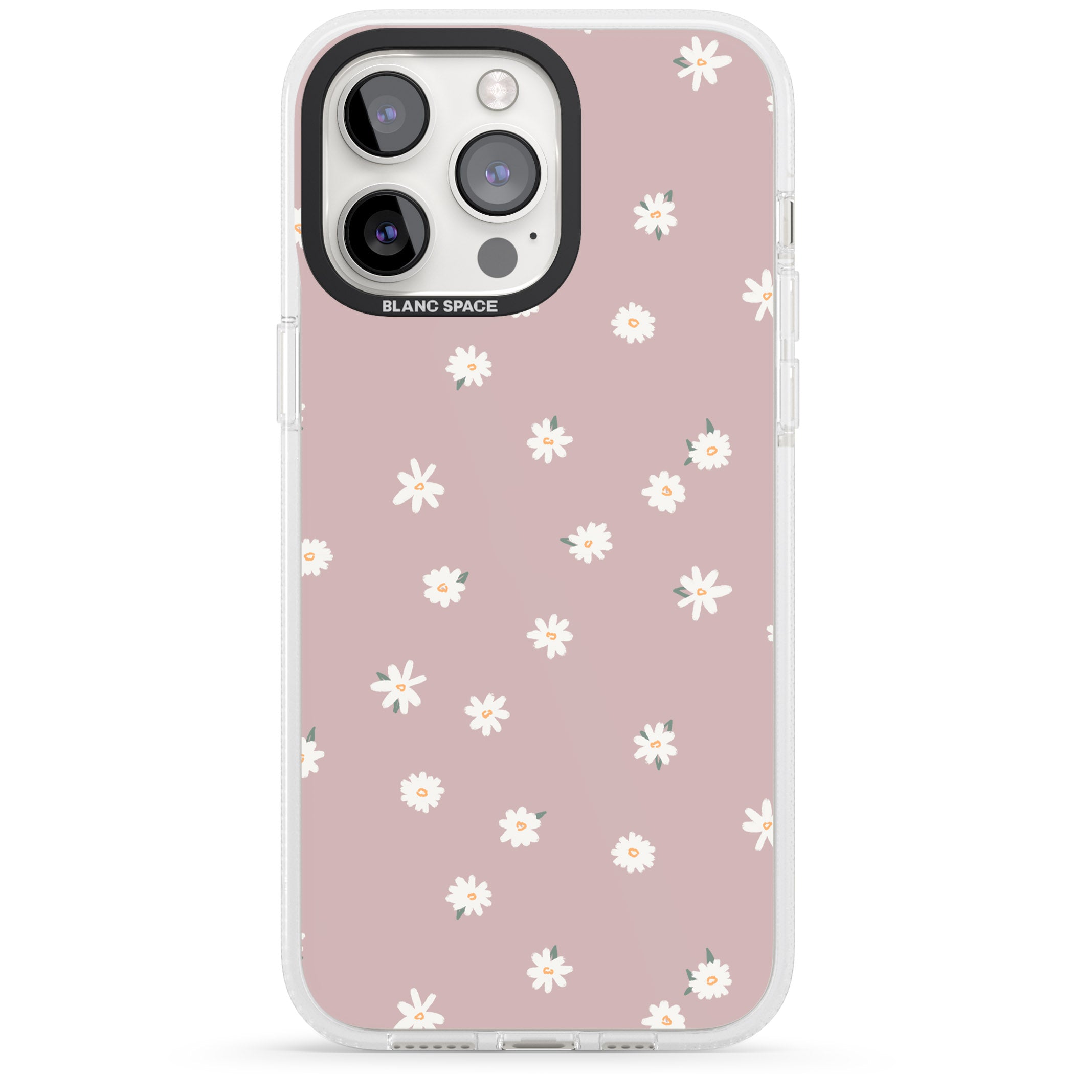 Dark Pink Cute Floral Design iPhone 15 Pro Max / 15 Pro / 14 Pro Max / 14 Pro / 13 Pro Clear Case Impact Air - Blanc Space
