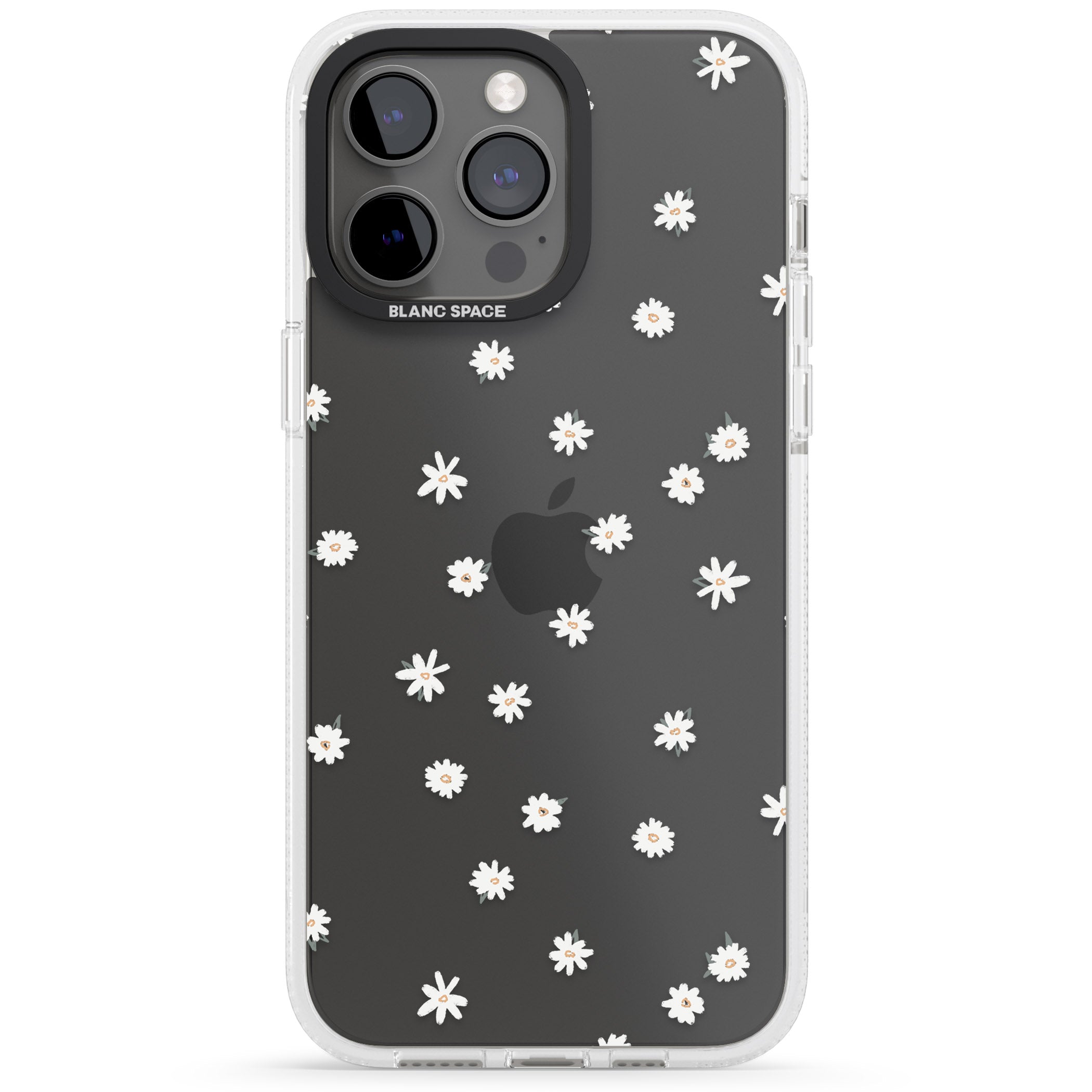 Painted Daises on Transparent iPhone 15 Pro Max / 15 Pro / 14 Pro Max / 14 Pro / 13 Pro Clear Case Impact Air - Blanc Space
