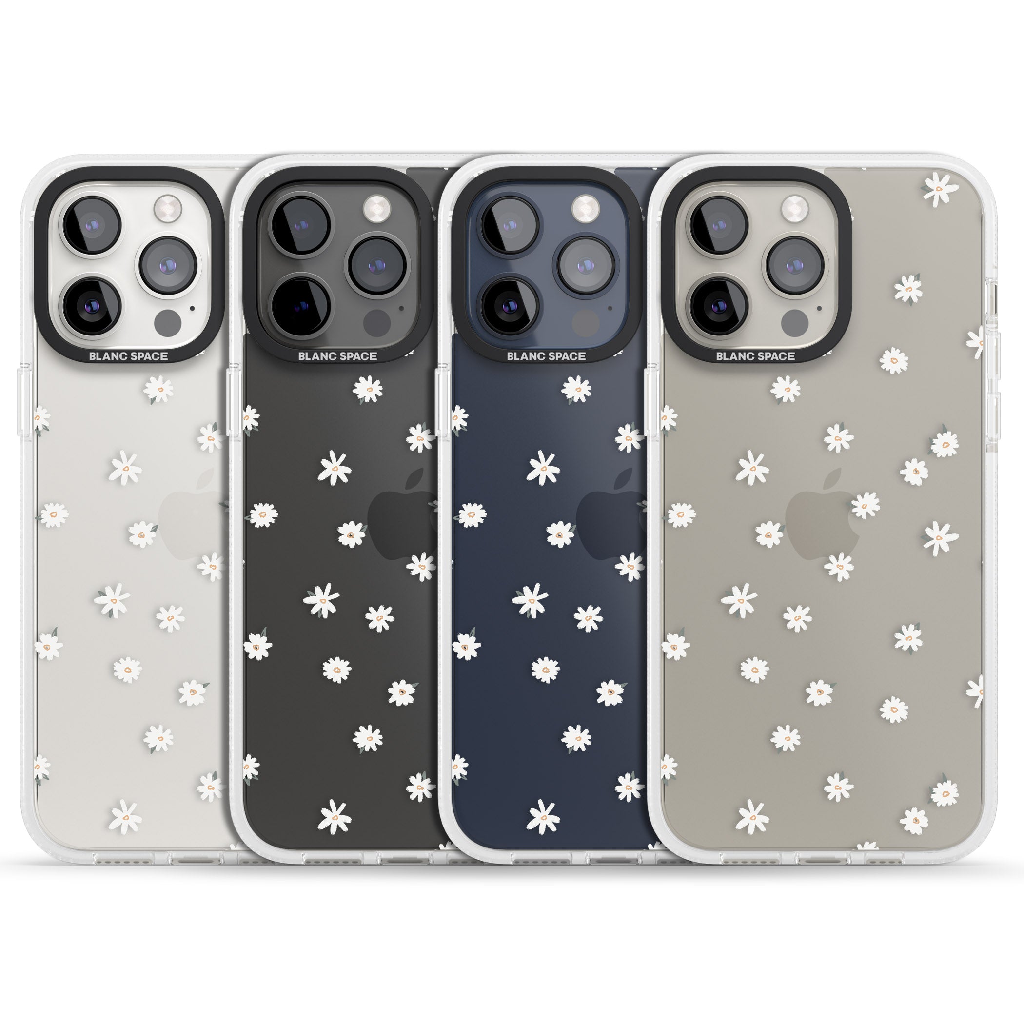 Painted Daises on Transparent iPhone 15 Pro Max / 15 Pro / 14 Pro Max / 14 Pro / 13 Pro Clear Case Impact Air - Blanc Space