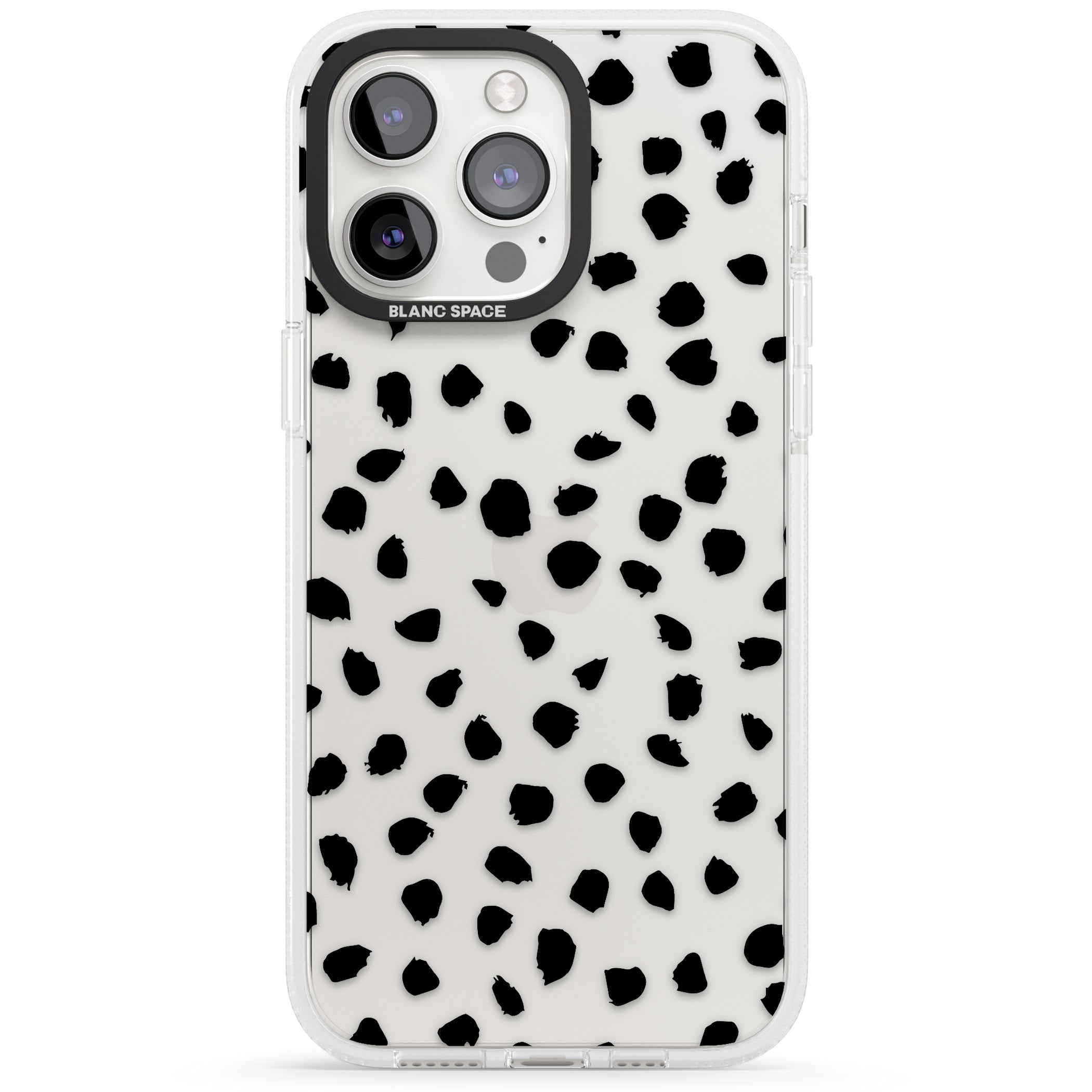 Black on Transparent Dalmatian Polka Dot Spots iPhone 15 Pro Max / 15 Pro / 14 Pro Max / 14 Pro / 13 Pro Clear Case Impact Air - Blanc Space