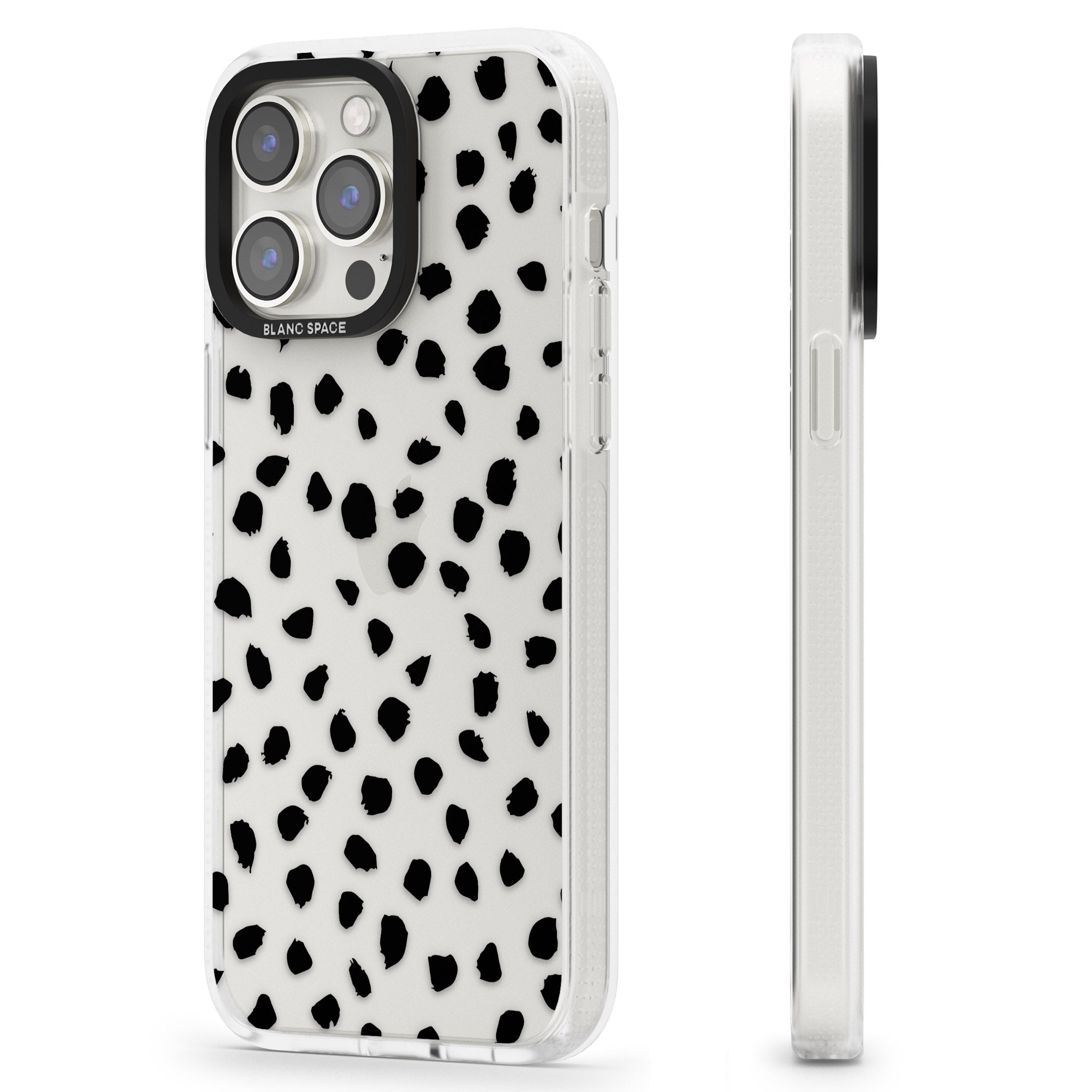 Black on Transparent Dalmatian Polka Dot Spots iPhone 15 Pro Max / 15 Pro / 14 Pro Max / 14 Pro / 13 Pro Clear Case Impact Air - Blanc Space