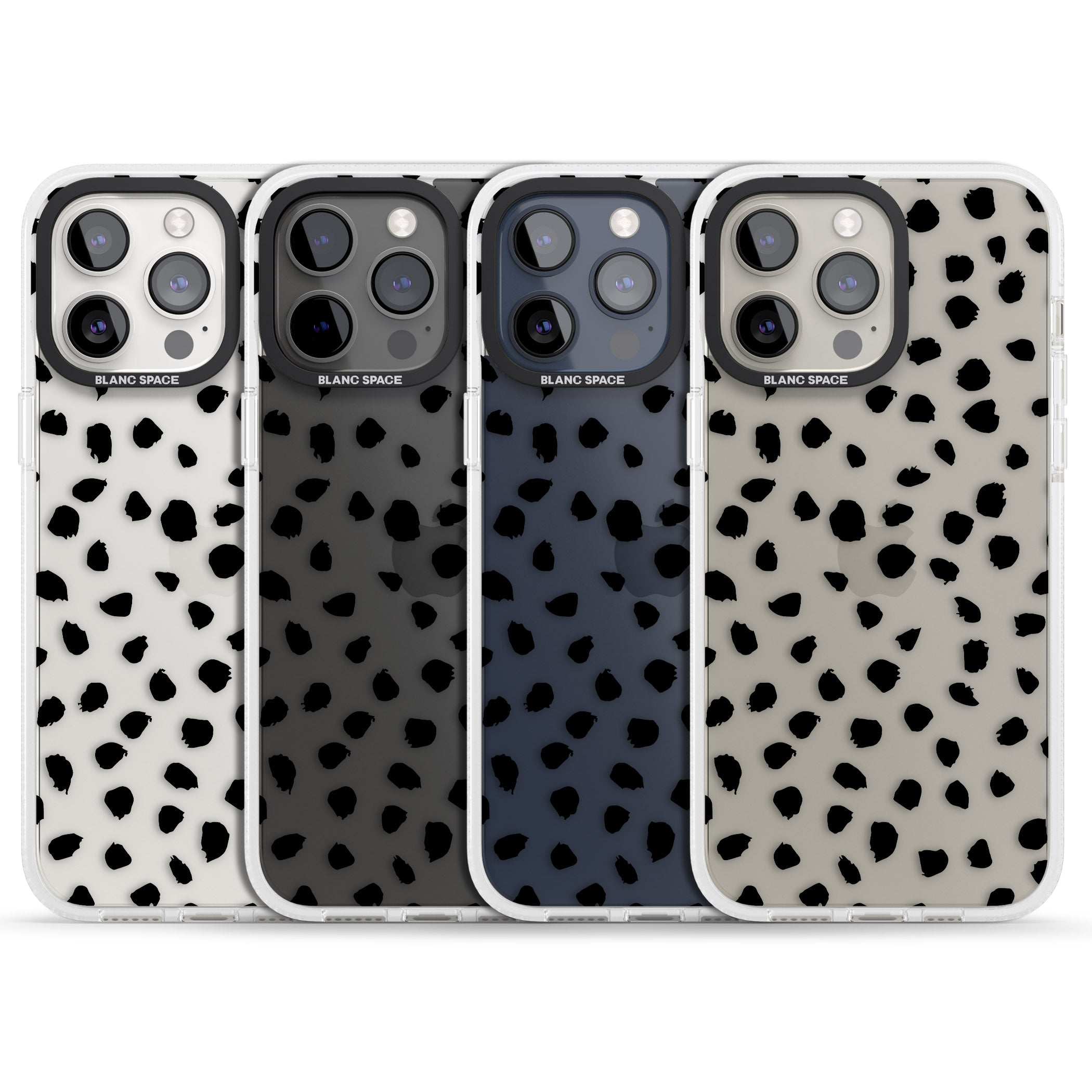 Black on Transparent Dalmatian Polka Dot Spots iPhone 15 Pro Max / 15 Pro / 14 Pro Max / 14 Pro / 13 Pro Clear Case Impact Air - Blanc Space