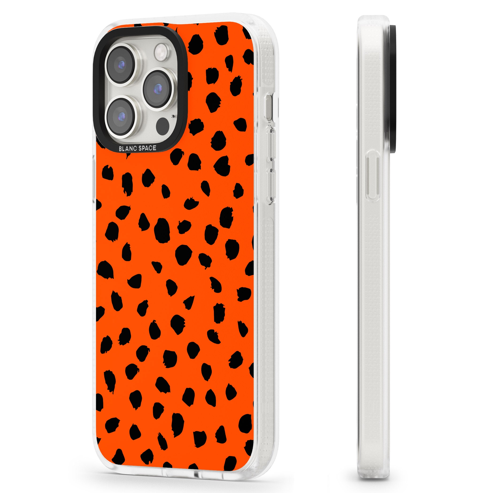 Black & Bright Red Dalmatian Polka Dot Spots iPhone 15 Pro Max / 15 Pro / 14 Pro Max / 14 Pro / 13 Pro Clear Case Impact Air - Blanc Space