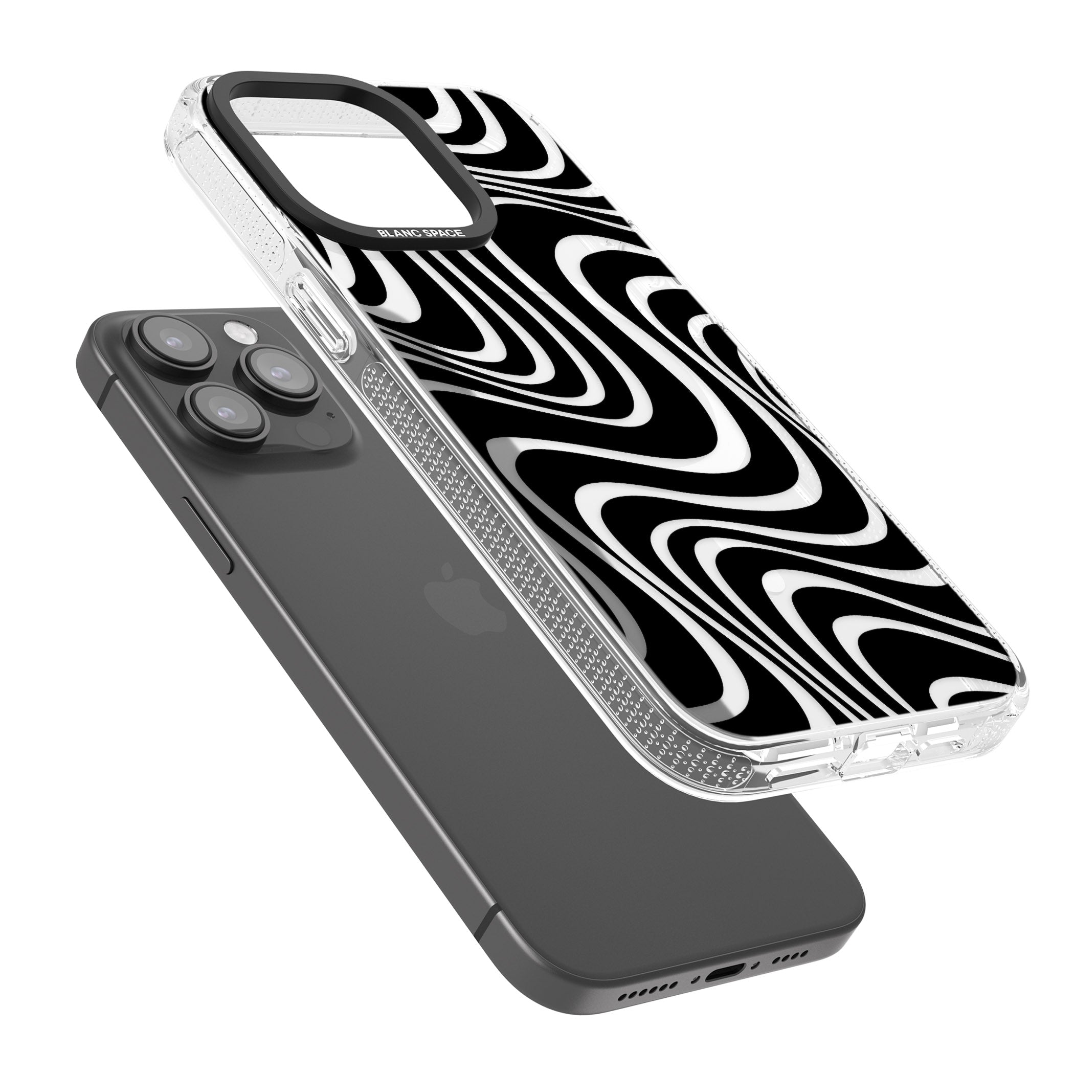 Abstract Waves iPhone 15 Pro Max / 15 Pro / 14 Pro Max / 14 Pro / 13 Pro Clear Case Impact Air - Blanc Space
