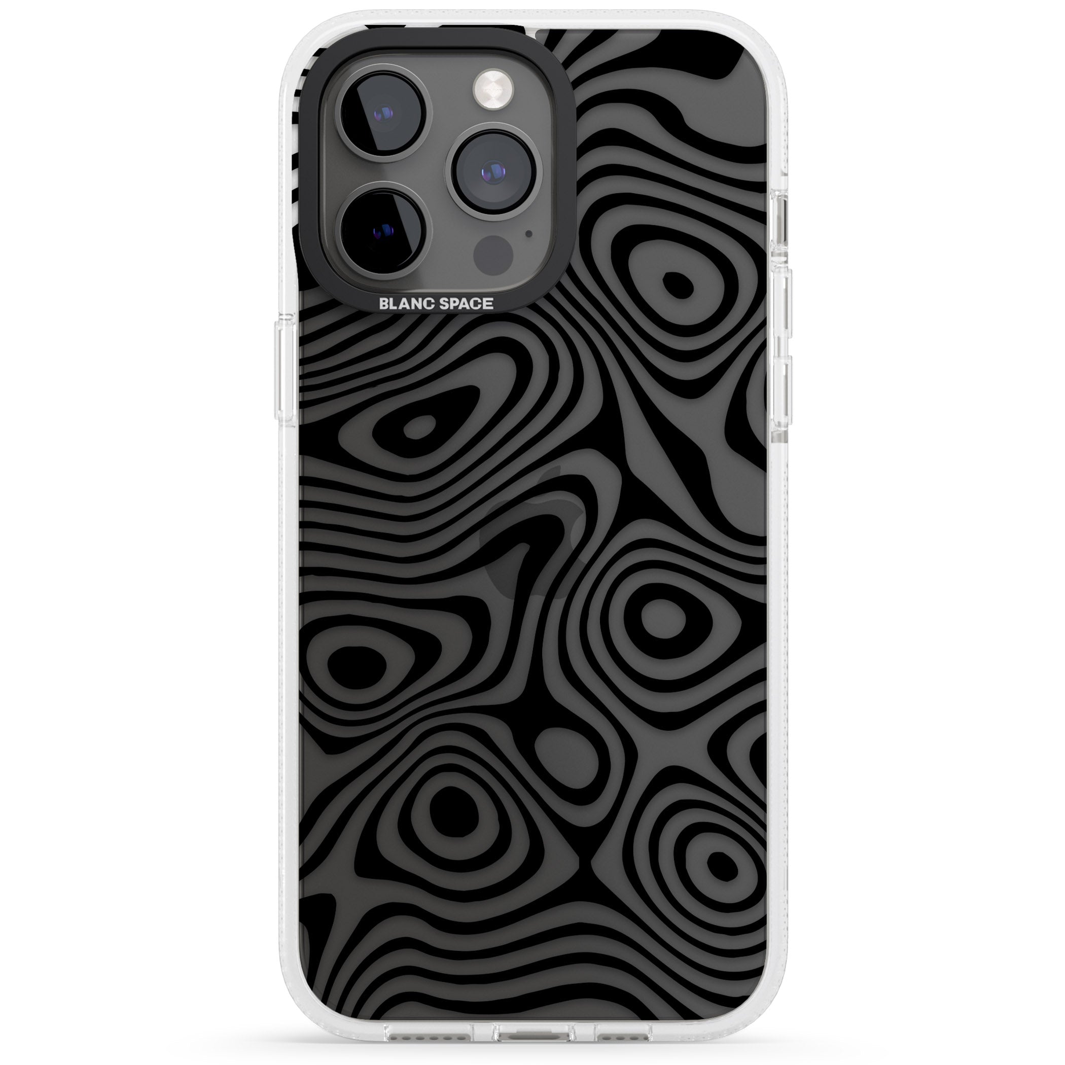 DARK TOPOGRAPHIC MAP iPhone 15 Pro Max / 15 Pro / 14 Pro Max / 14 Pro / 13 Pro Clear Case Impact Air - Blanc Space
