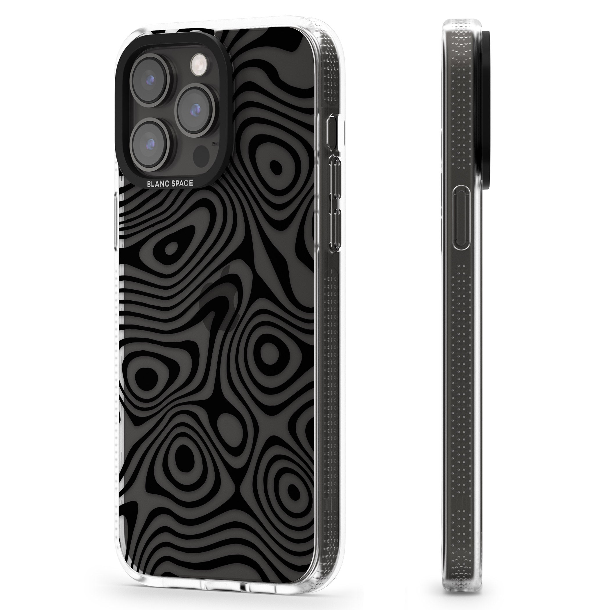 DARK TOPOGRAPHIC MAP iPhone 15 Pro Max / 15 Pro / 14 Pro Max / 14 Pro / 13 Pro Clear Case Impact Air - Blanc Space