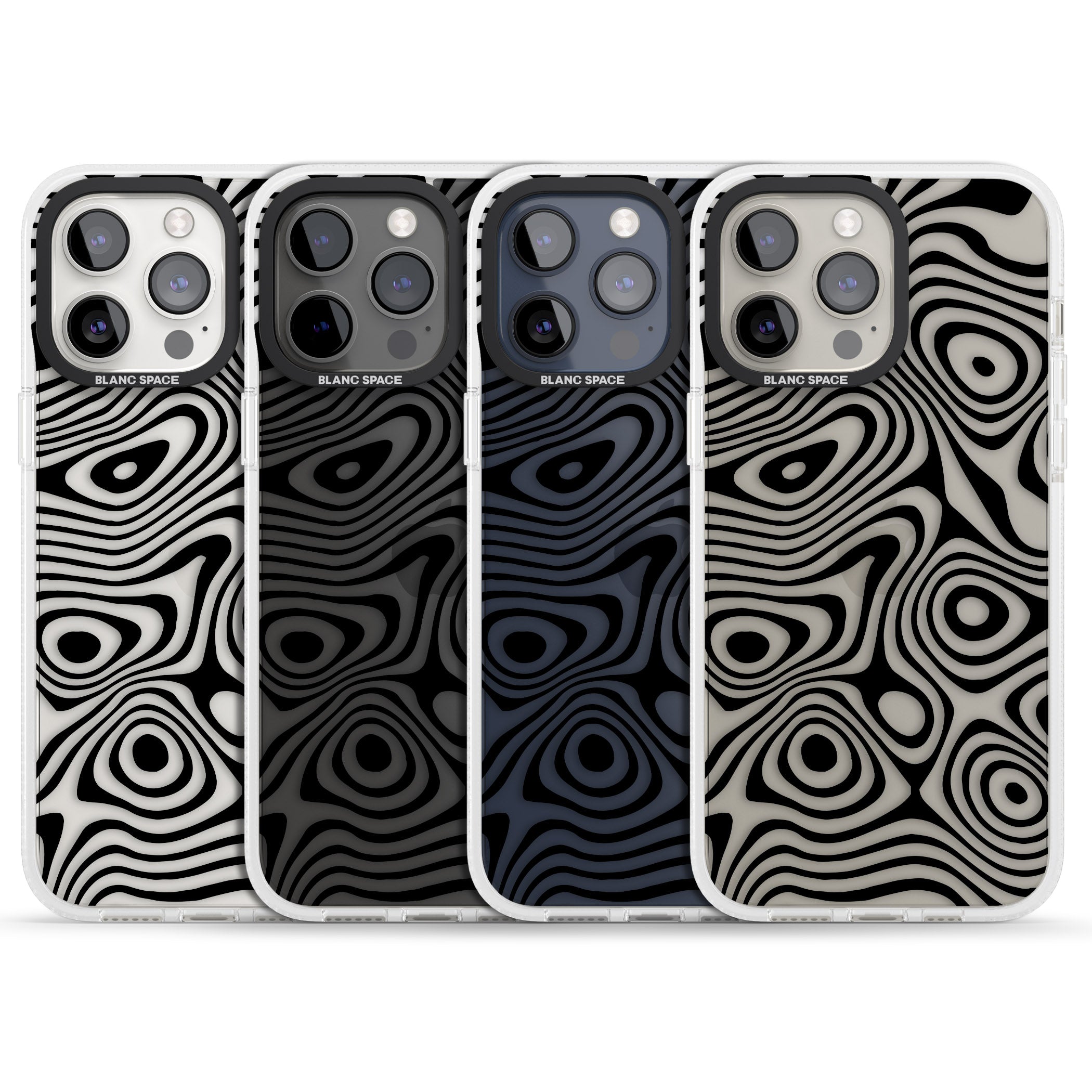 DARK TOPOGRAPHIC MAP iPhone 15 Pro Max / 15 Pro / 14 Pro Max / 14 Pro / 13 Pro Clear Case Impact Air - Blanc Space