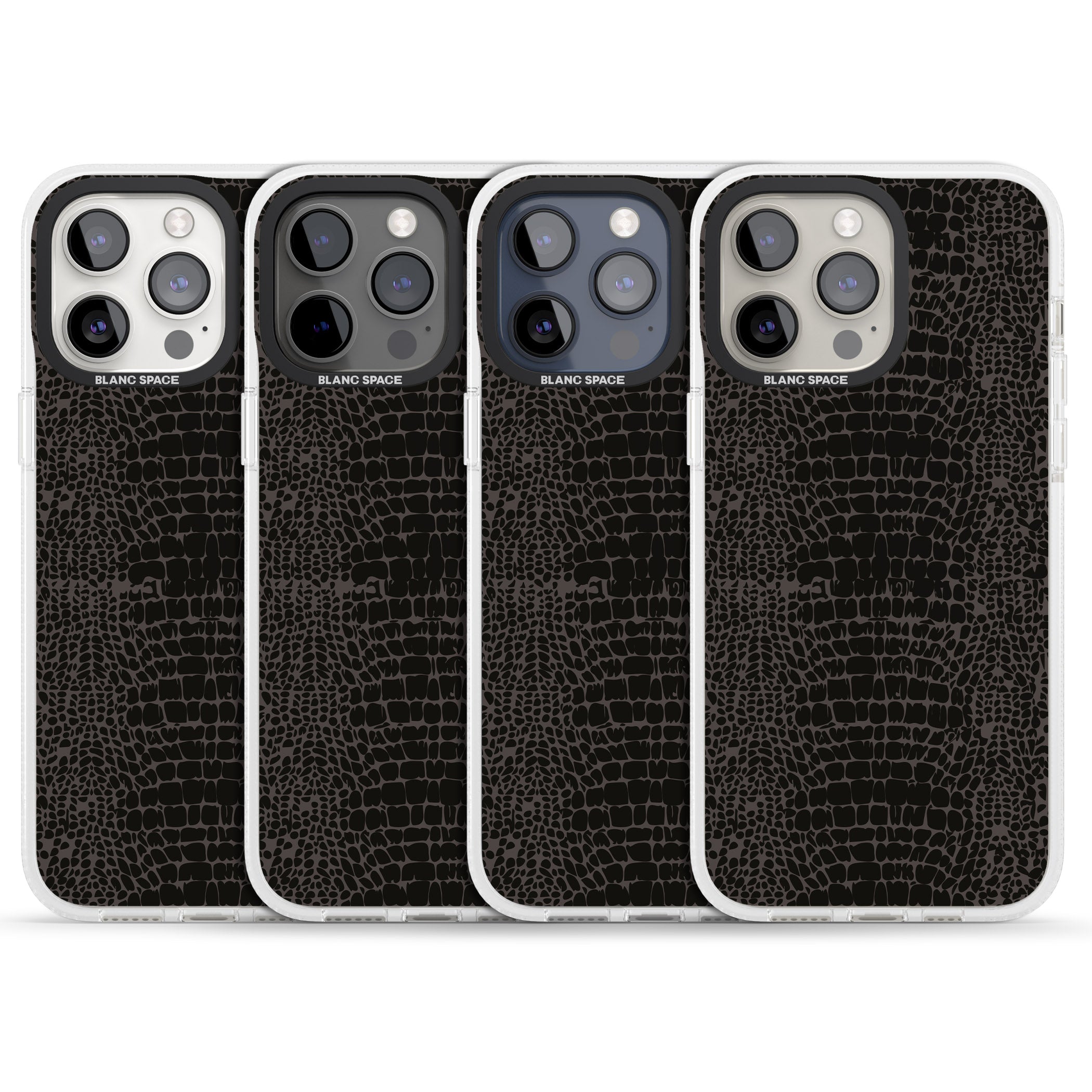 Dark Animal Print Pattern Snake Skin iPhone 15 Pro Max / 15 Pro / 14 Pro Max / 14 Pro / 13 Pro Clear Case Impact Air - Blanc Space