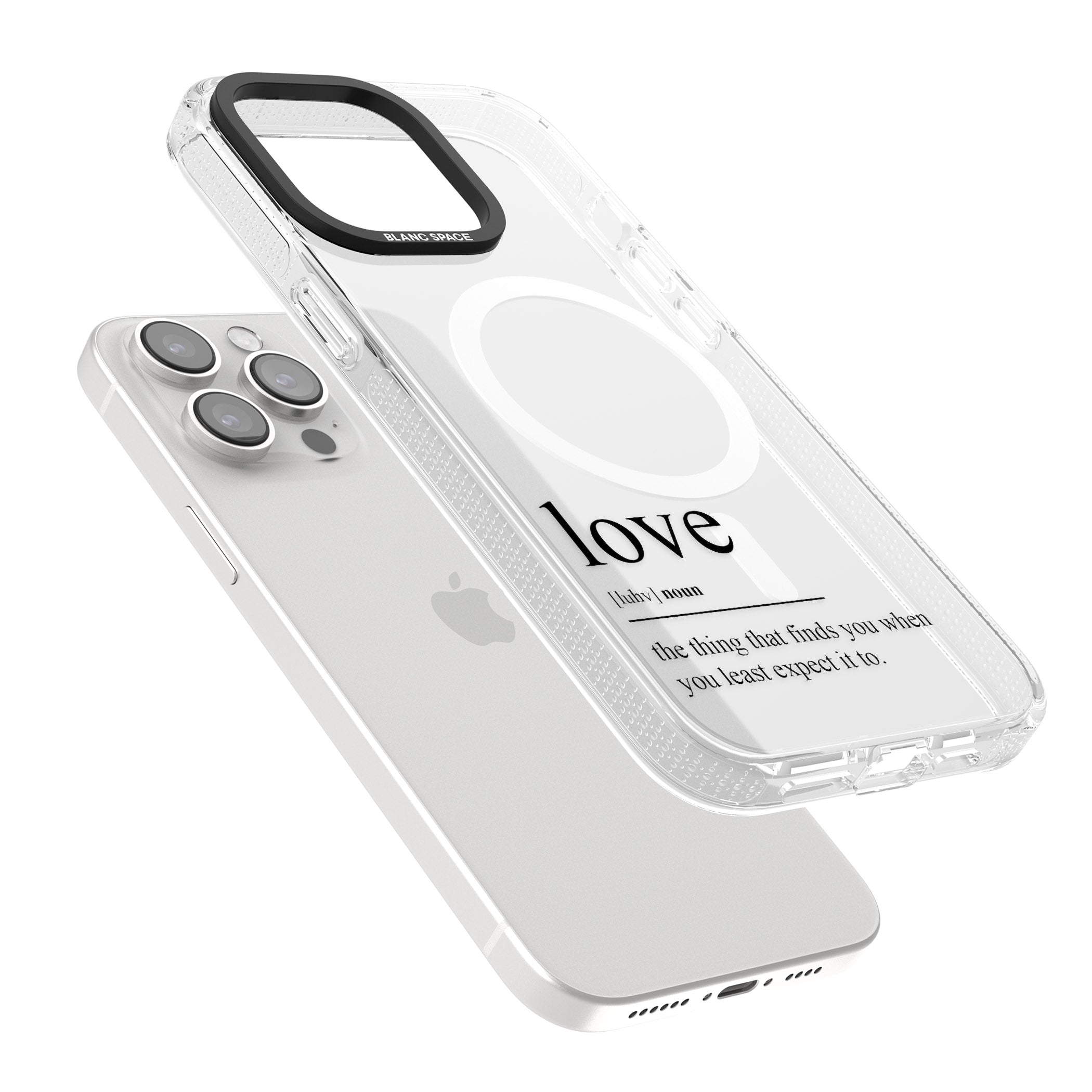 Love iPhone 15 Pro Max / 15 Pro / 14 Pro Max / 14 Pro / 13 Pro Clear Case Impact Air - Blanc Space