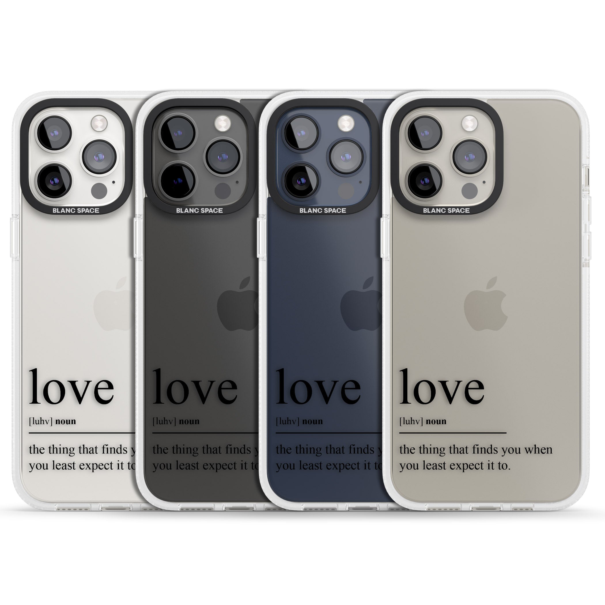 Love iPhone 15 Pro Max / 15 Pro / 14 Pro Max / 14 Pro / 13 Pro Clear Case Impact Air - Blanc Space