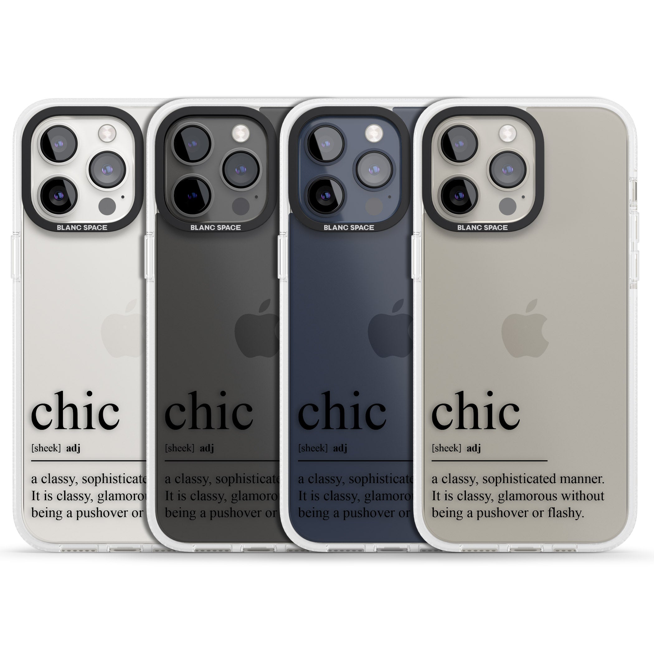 Chic iPhone 15 Pro Max / 15 Pro / 14 Pro Max / 14 Pro / 13 Pro Clear Case Impact Air - Blanc Space