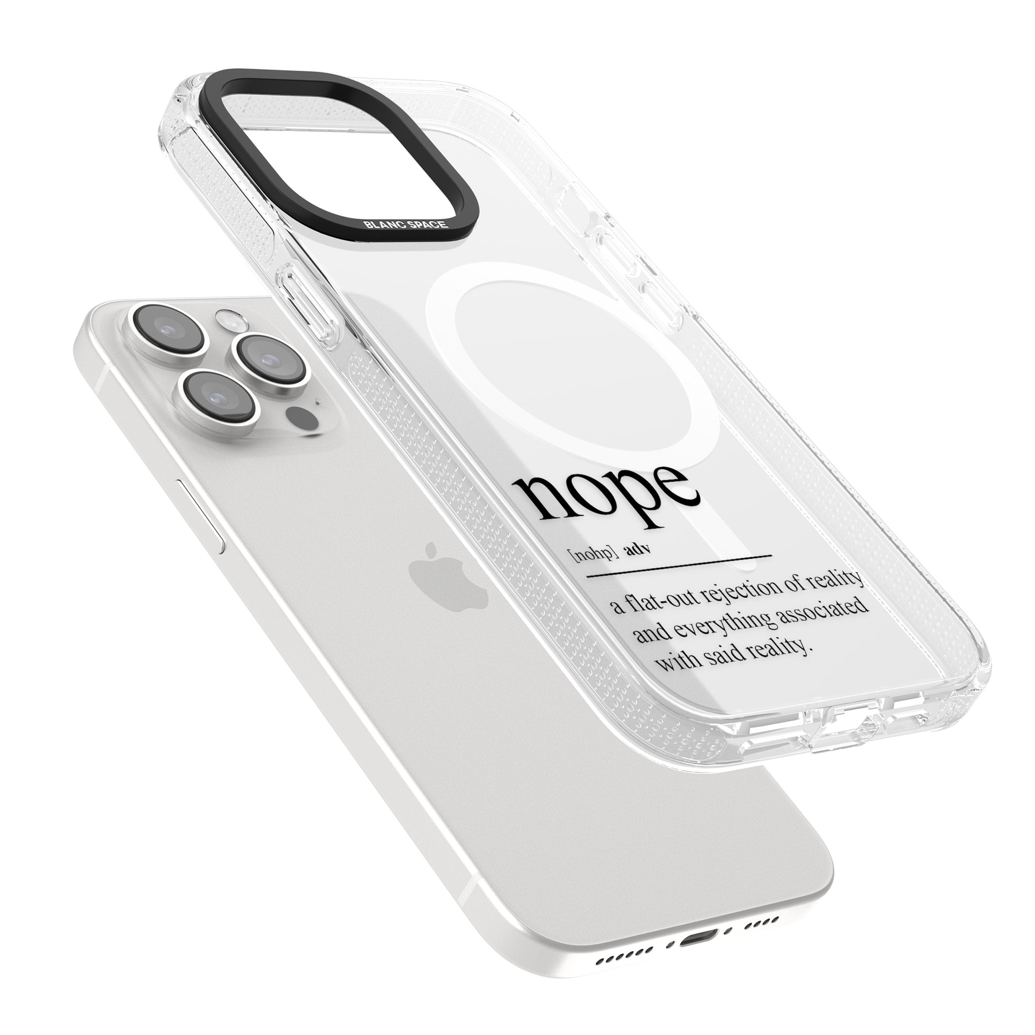Nope iPhone 15 Pro Max / 15 Pro / 14 Pro Max / 14 Pro / 13 Pro Clear Case Impact Air - Blanc Space