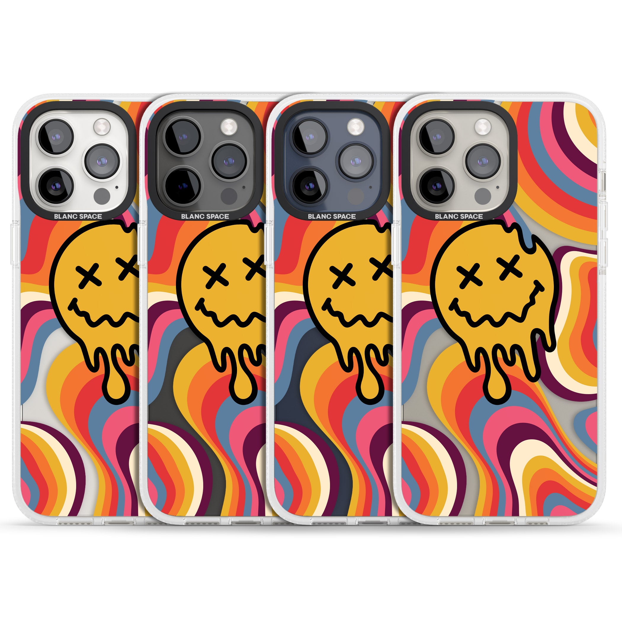 Trippy Face Melt iPhone 15 Pro Max / 15 Pro / 14 Pro Max / 14 Pro / 13 Pro Clear Case Impact Air - Blanc Space