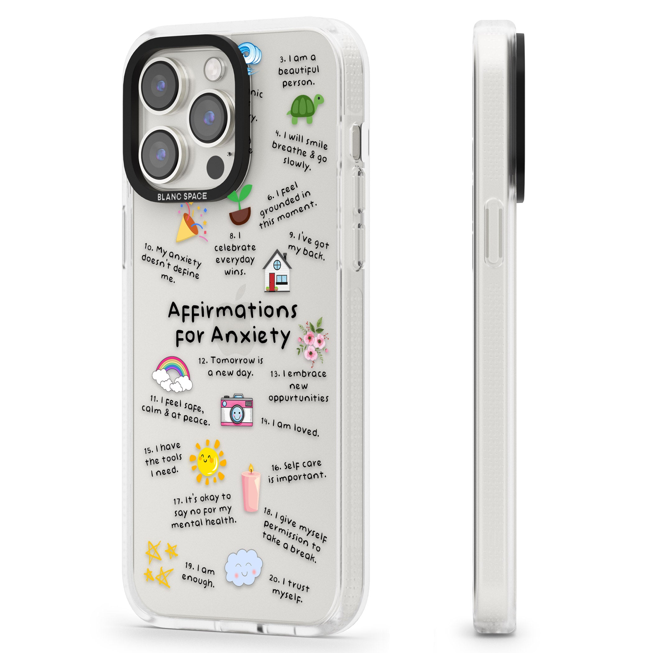 Anxiety Black Text iPhone 15 Pro Max / 15 Pro / 14 Pro Max / 14 Pro / 13 Pro Clear Case Impact Air - Blanc Space