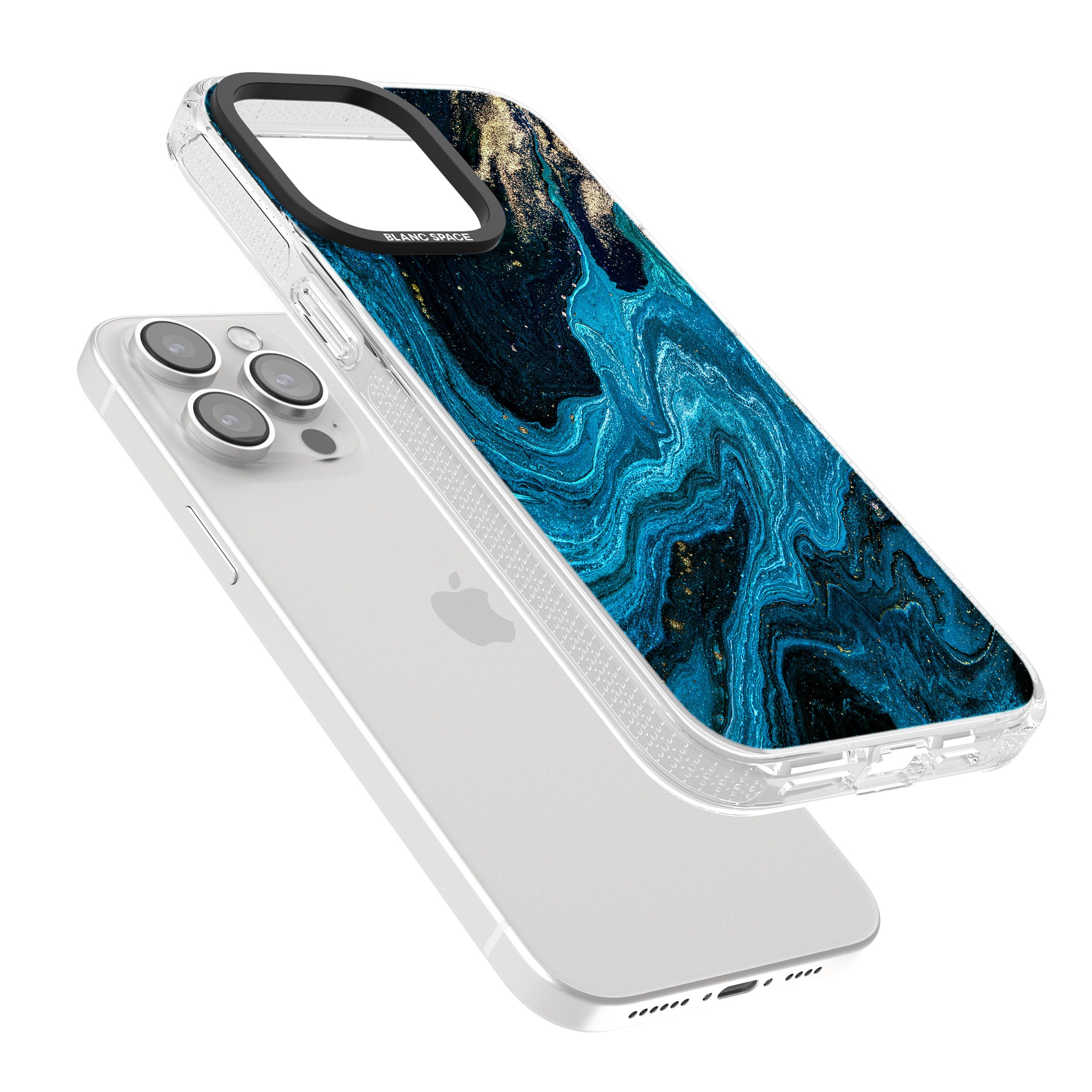 Saphire Lagoon iPhone 15 Pro Max / 15 Pro / 14 Pro Max / 14 Pro / 13 Pro Clear Case Impact Air - Blanc Space