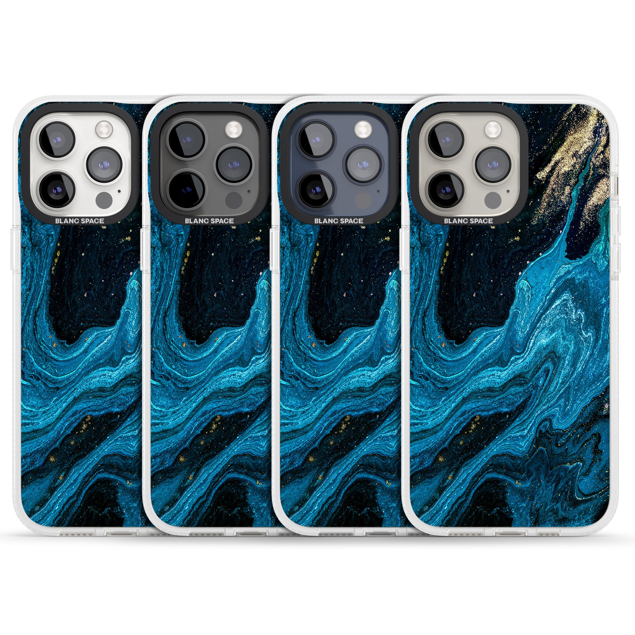 Saphire Lagoon iPhone 15 Pro Max / 15 Pro / 14 Pro Max / 14 Pro / 13 Pro Clear Case Impact Air - Blanc Space