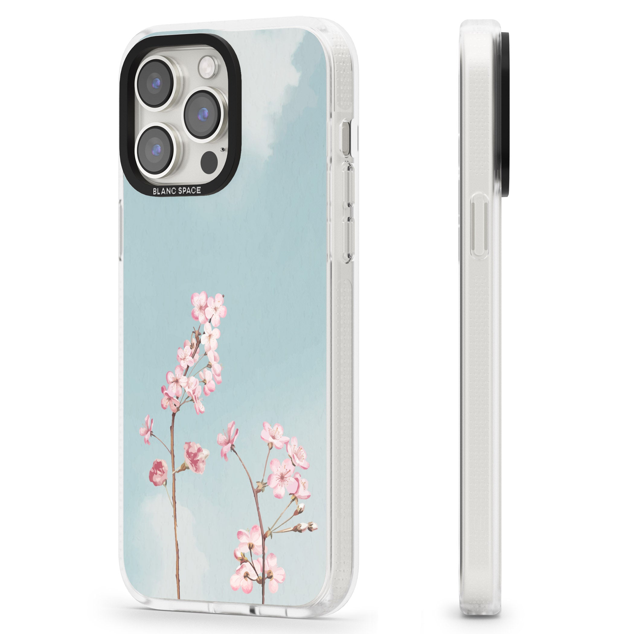 Blossom Flower Sky iPhone 15 Pro Max / 15 Pro / 14 Pro Max / 14 Pro / 13 Pro Clear Case Impact Air - Blanc Space