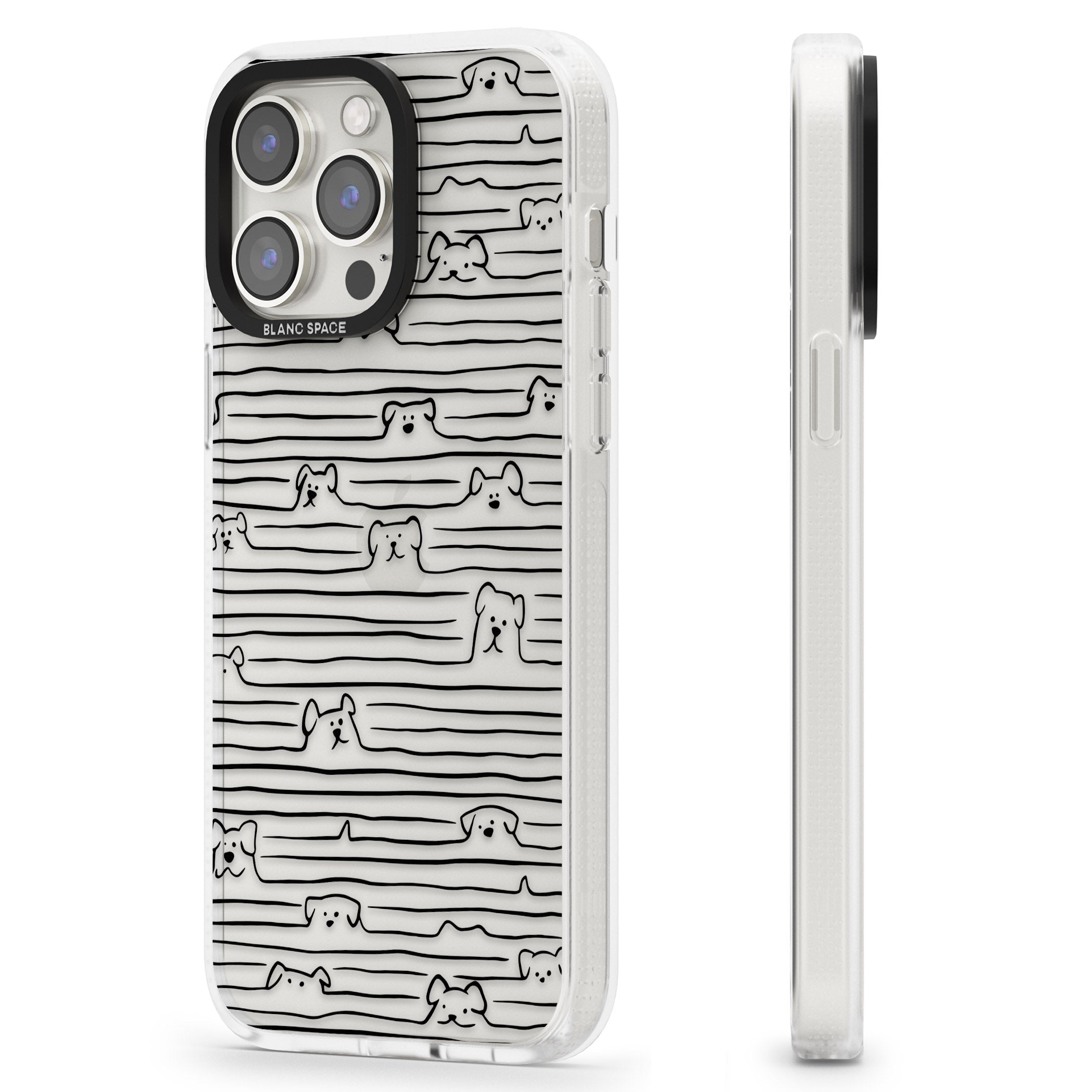 Dog Line Art - Black iPhone 15 Pro Max / 15 Pro / 14 Pro Max / 14 Pro / 13 Pro Clear Case Impact Air - Blanc Space