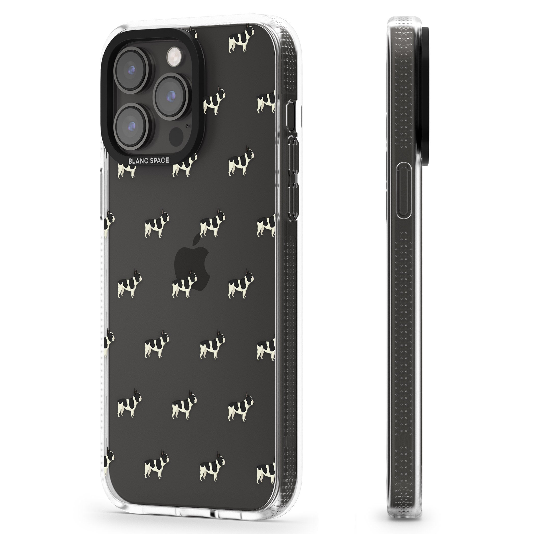 French Bulldog Dog Pattern Clear iPhone 15 Pro Max / 15 Pro / 14 Pro Max / 14 Pro / 13 Pro Clear Case Impact Air - Blanc Space
