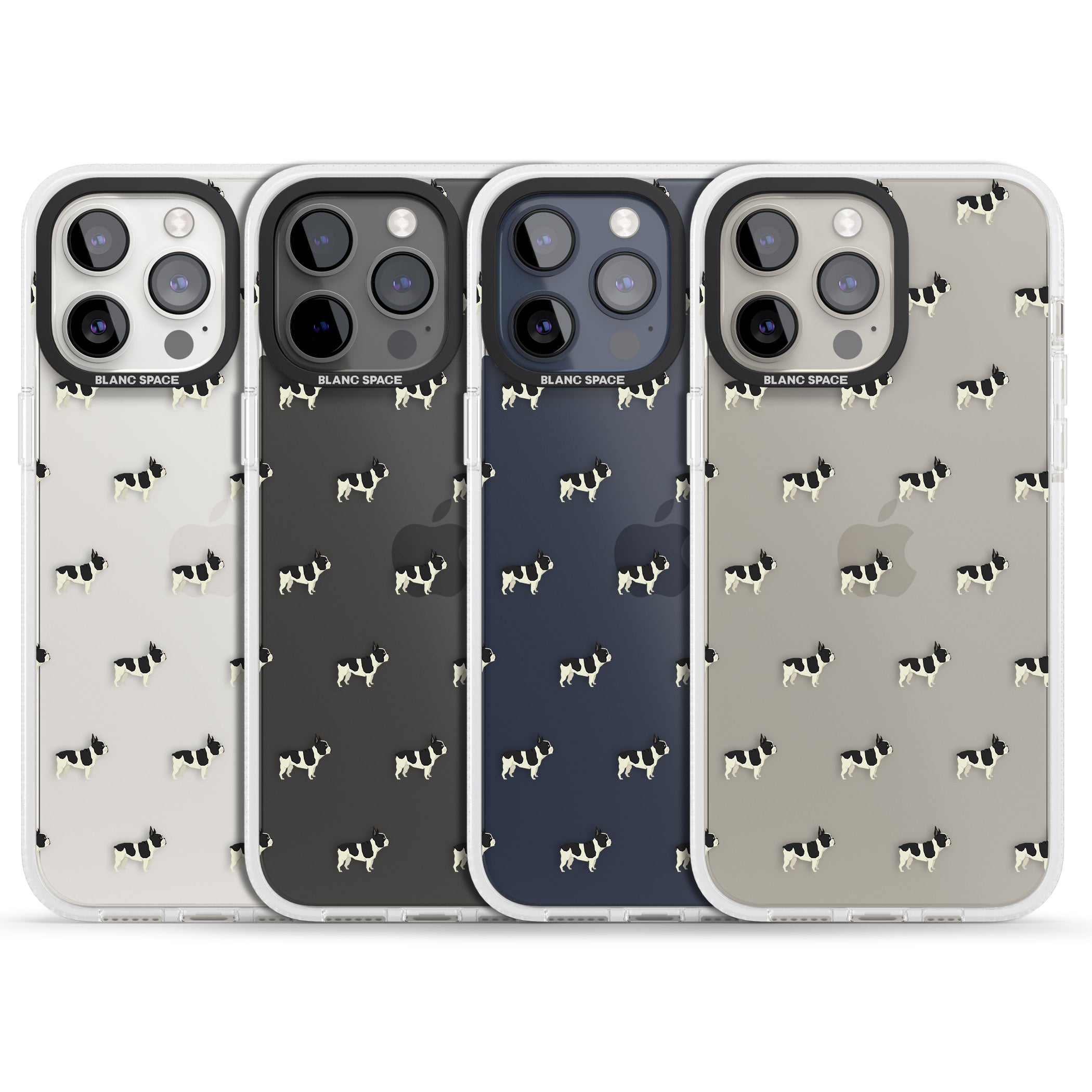 French Bulldog Dog Pattern Clear iPhone 15 Pro Max / 15 Pro / 14 Pro Max / 14 Pro / 13 Pro Clear Case Impact Air - Blanc Space