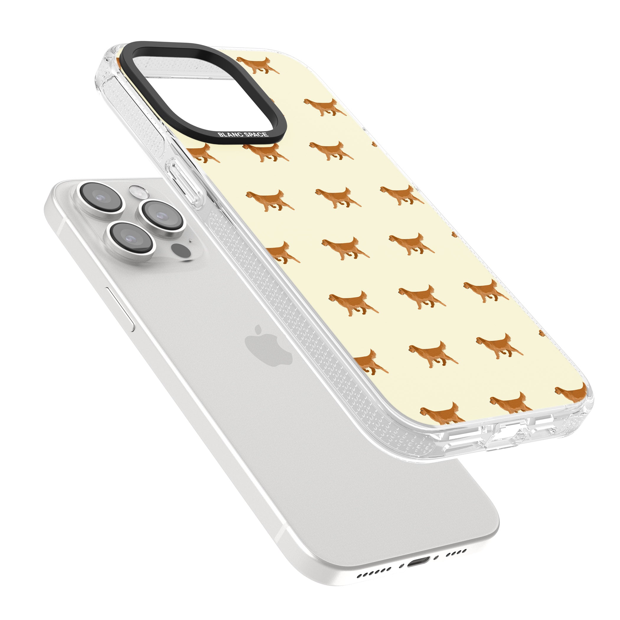 Golden Retriever Dog Pattern iPhone 15 Pro Max / 15 Pro / 14 Pro Max / 14 Pro / 13 Pro Clear Case Impact Air - Blanc Space