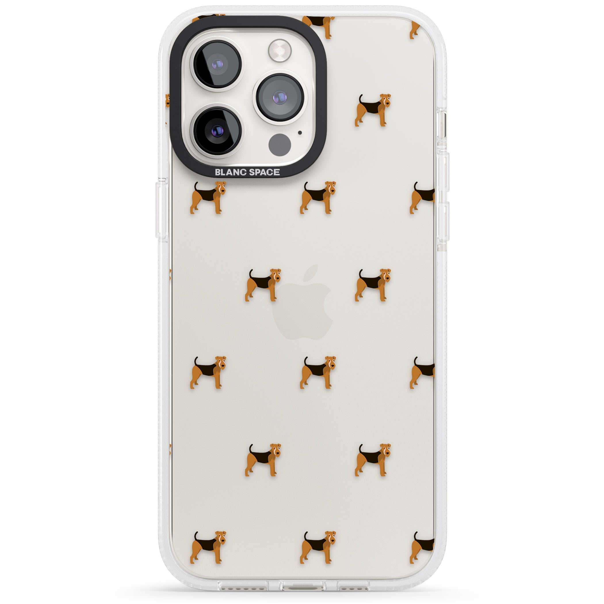 Airedale Terrier Dog Pattern Clear iPhone 15 Pro Max / 15 Pro / 14 Pro Max / 14 Pro / 13 Pro Clear Case Impact Air - Blanc Space