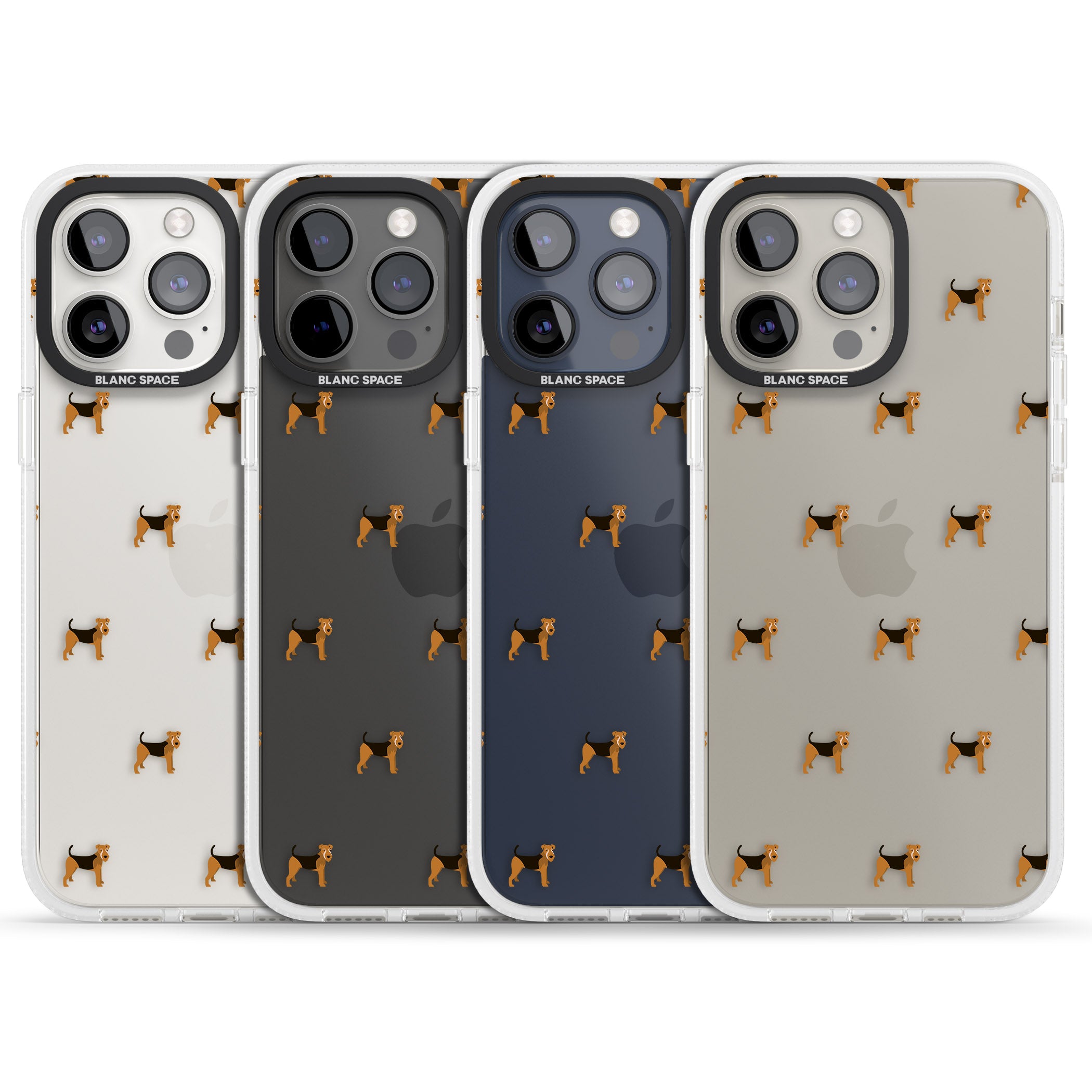 Airedale Terrier Dog Pattern Clear iPhone 15 Pro Max / 15 Pro / 14 Pro Max / 14 Pro / 13 Pro Clear Case Impact Air - Blanc Space