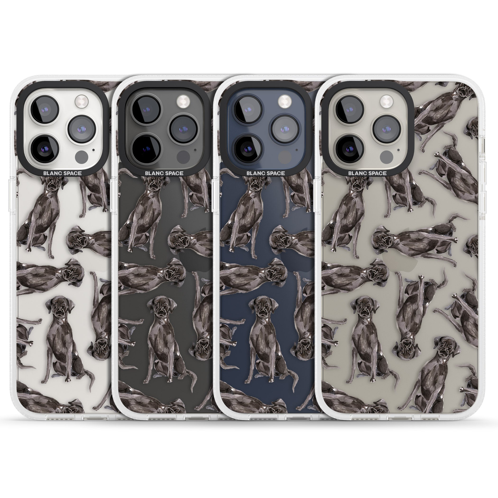 Black Labrador Watercolour Dog Pattern iPhone 15 Pro Max / 15 Pro / 14 Pro Max / 14 Pro / 13 Pro Clear Case Impact Air - Blanc Space