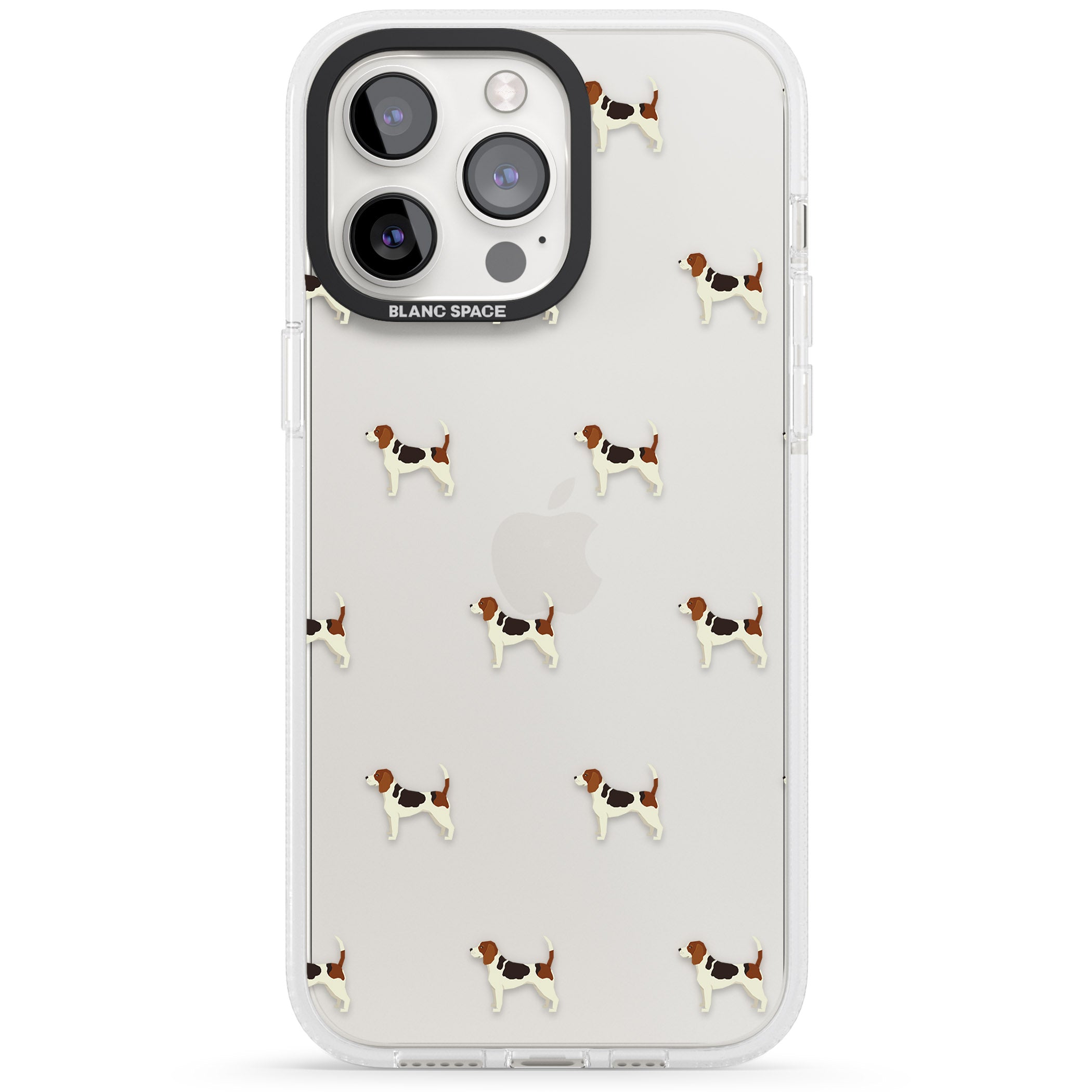 Beagle Dog Pattern Clear iPhone 15 Pro Max / 15 Pro / 14 Pro Max / 14 Pro / 13 Pro Clear Case Impact Air - Blanc Space