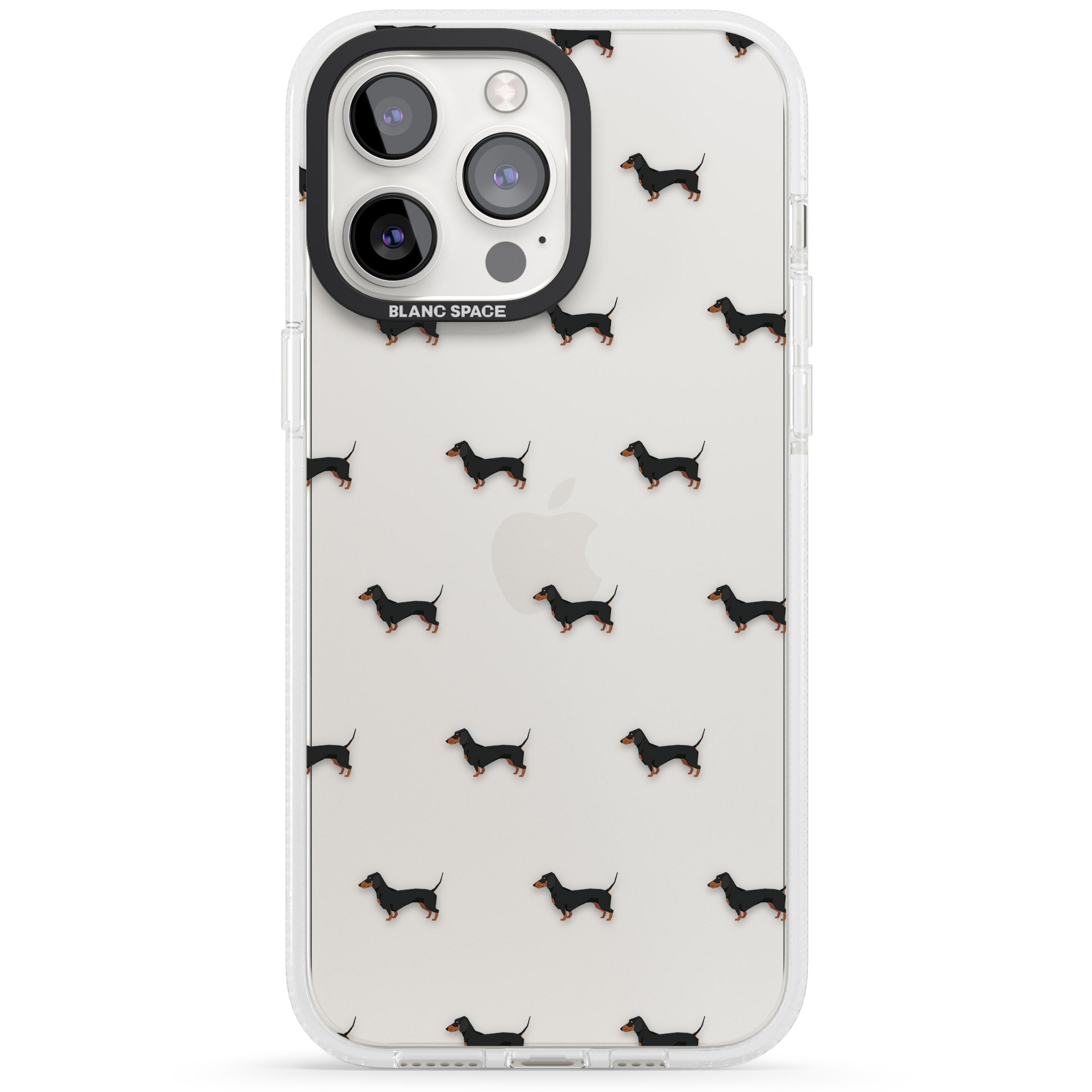 Dachshund Dog Pattern Clear iPhone 15 Pro Max / 15 Pro / 14 Pro Max / 14 Pro / 13 Pro Clear Case Impact Air - Blanc Space