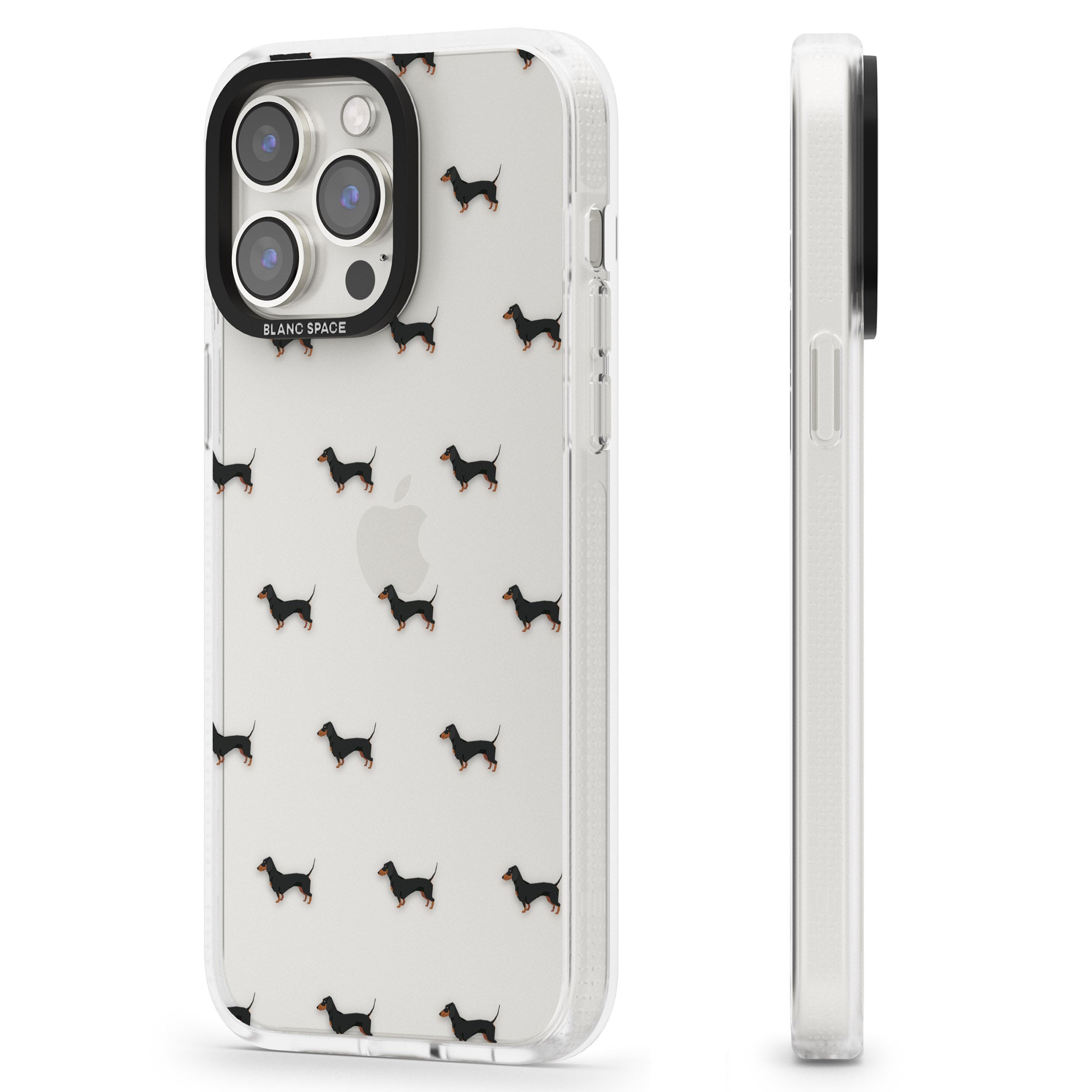 Dachshund Dog Pattern Clear iPhone 15 Pro Max / 15 Pro / 14 Pro Max / 14 Pro / 13 Pro Clear Case Impact Air - Blanc Space