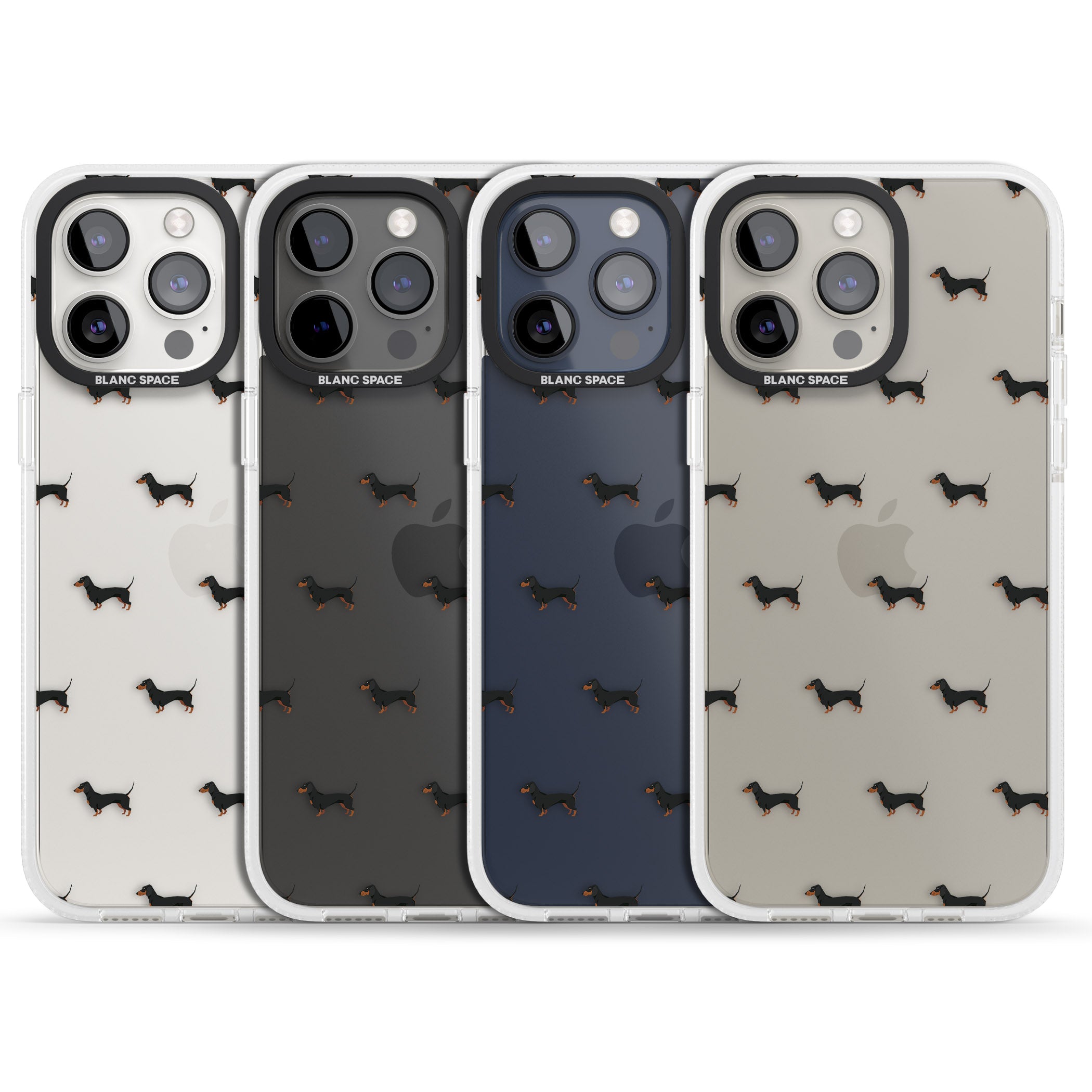 Dachshund Dog Pattern Clear iPhone 15 Pro Max / 15 Pro / 14 Pro Max / 14 Pro / 13 Pro Clear Case Impact Air - Blanc Space
