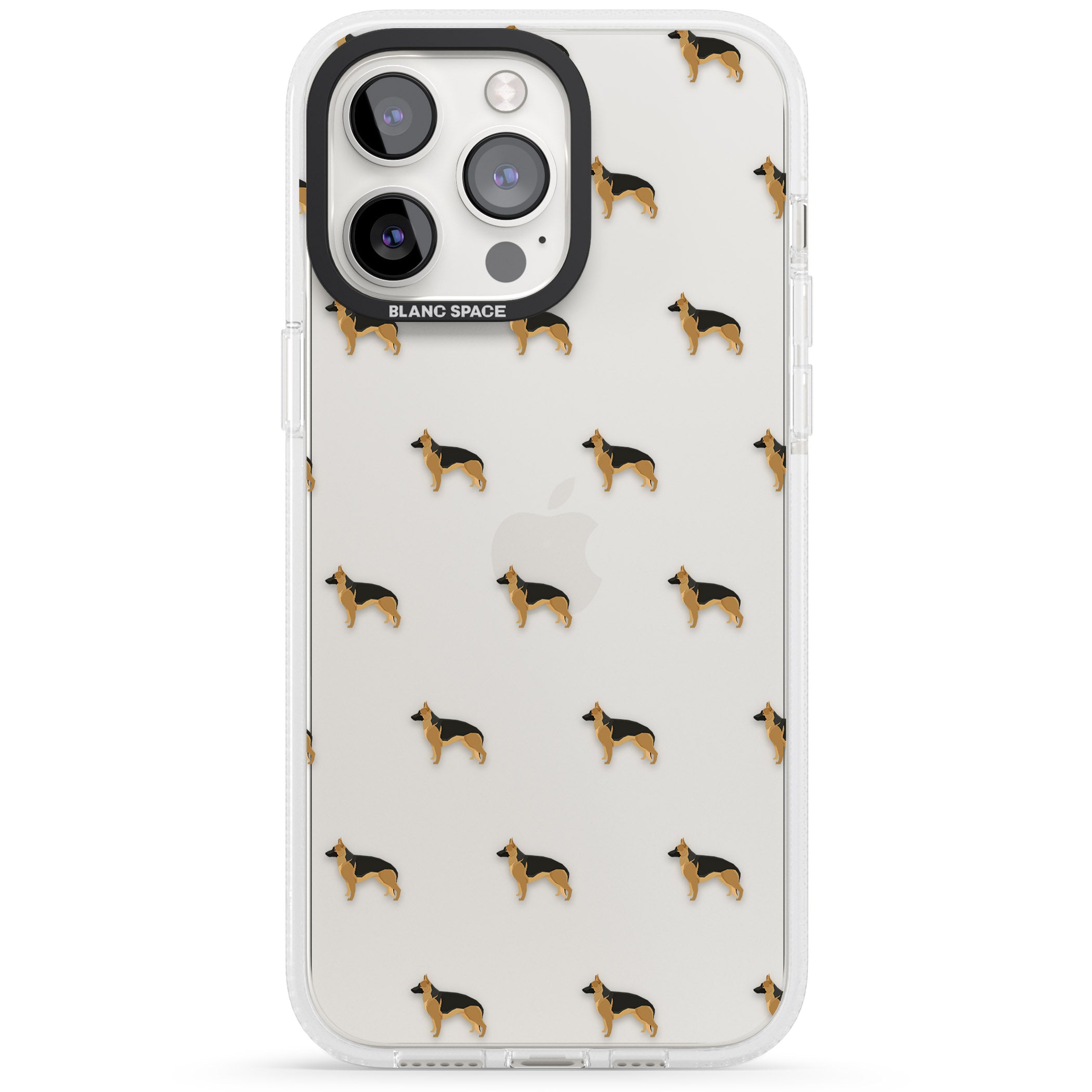 German Sherpard Dog Pattern Clear iPhone 15 Pro Max / 15 Pro / 14 Pro Max / 14 Pro / 13 Pro Clear Case Impact Air - Blanc Space