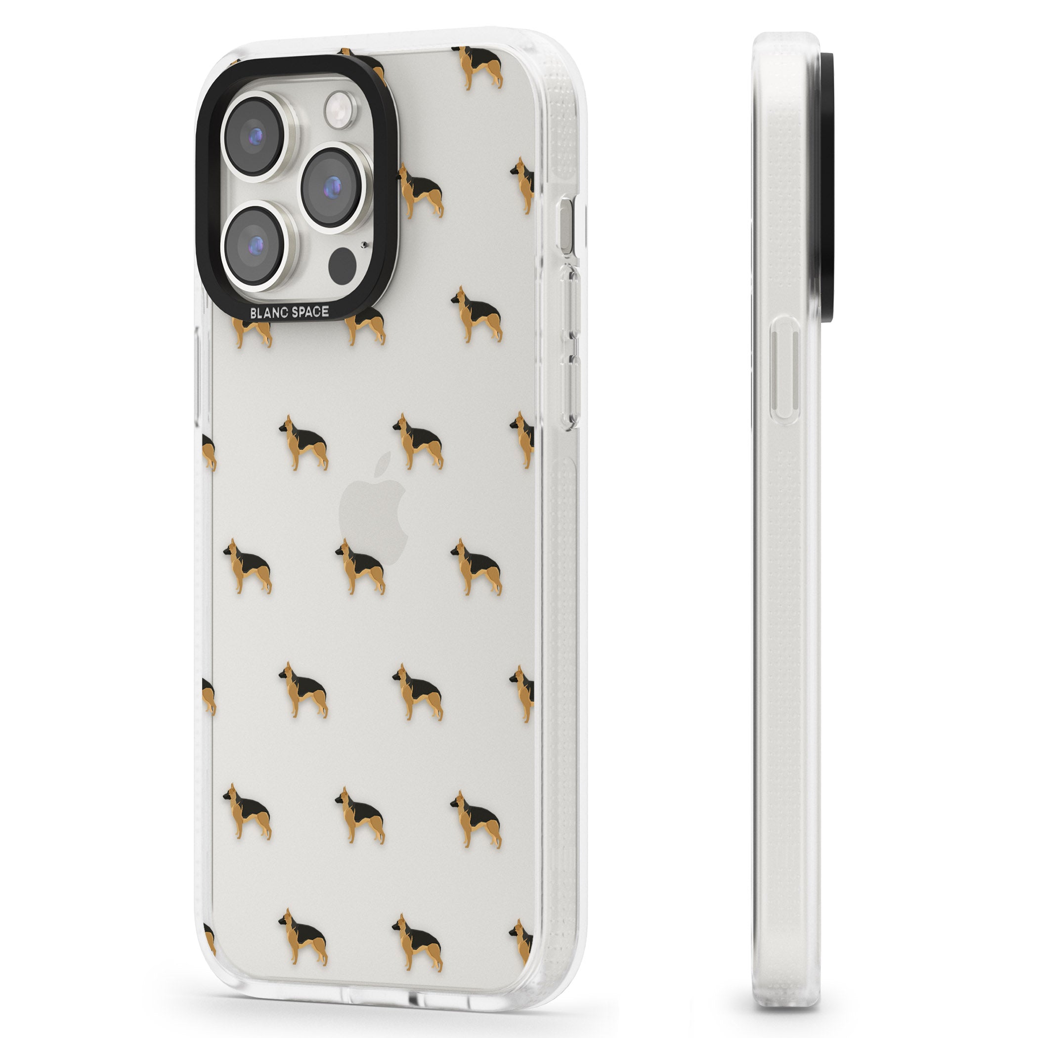 German Sherpard Dog Pattern Clear iPhone 15 Pro Max / 15 Pro / 14 Pro Max / 14 Pro / 13 Pro Clear Case Impact Air - Blanc Space