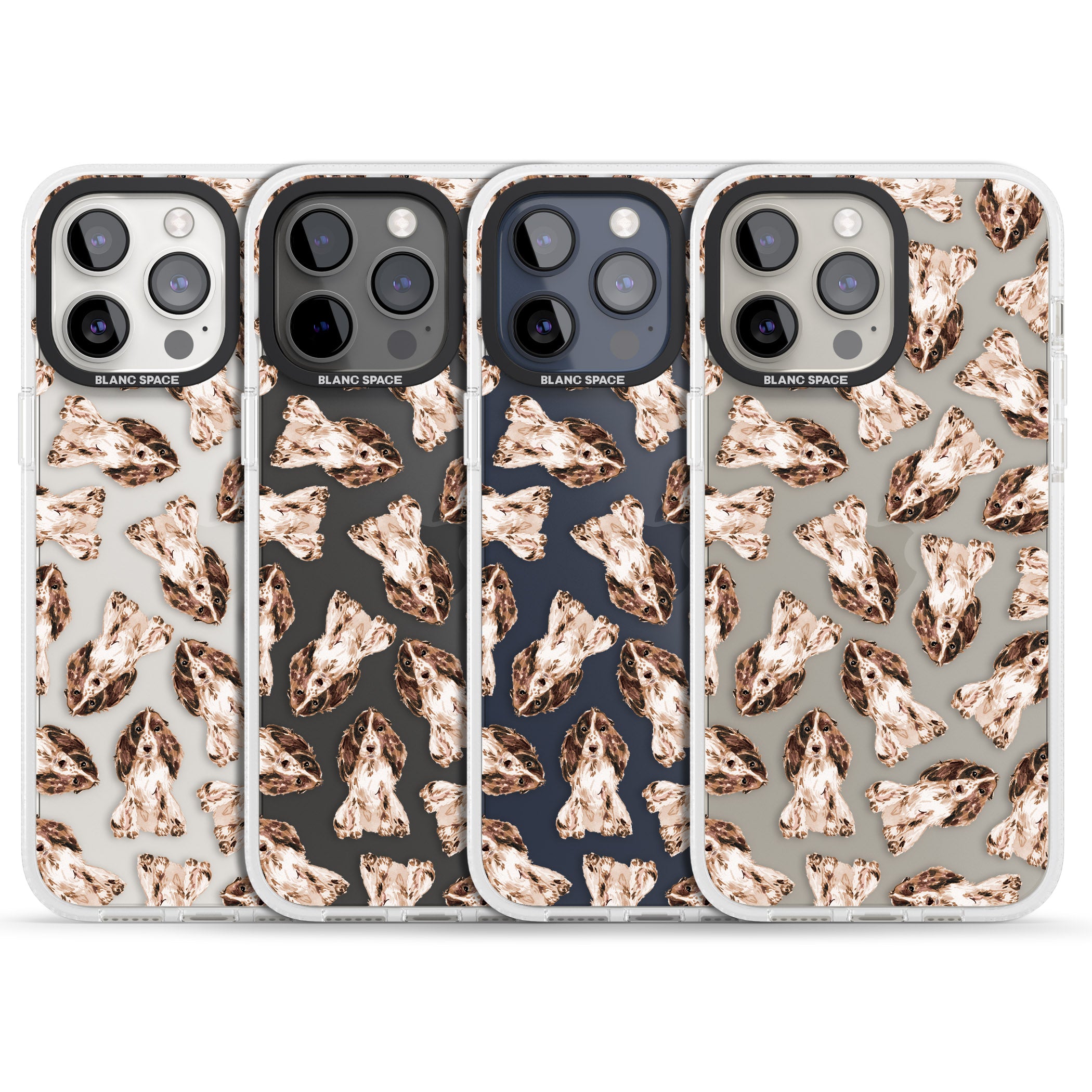 Cocker Spaniel (Brown) Watercolour Dog Pattern iPhone 15 Pro Max / 15 Pro / 14 Pro Max / 14 Pro / 13 Pro Clear Case Impact Air - Blanc Space