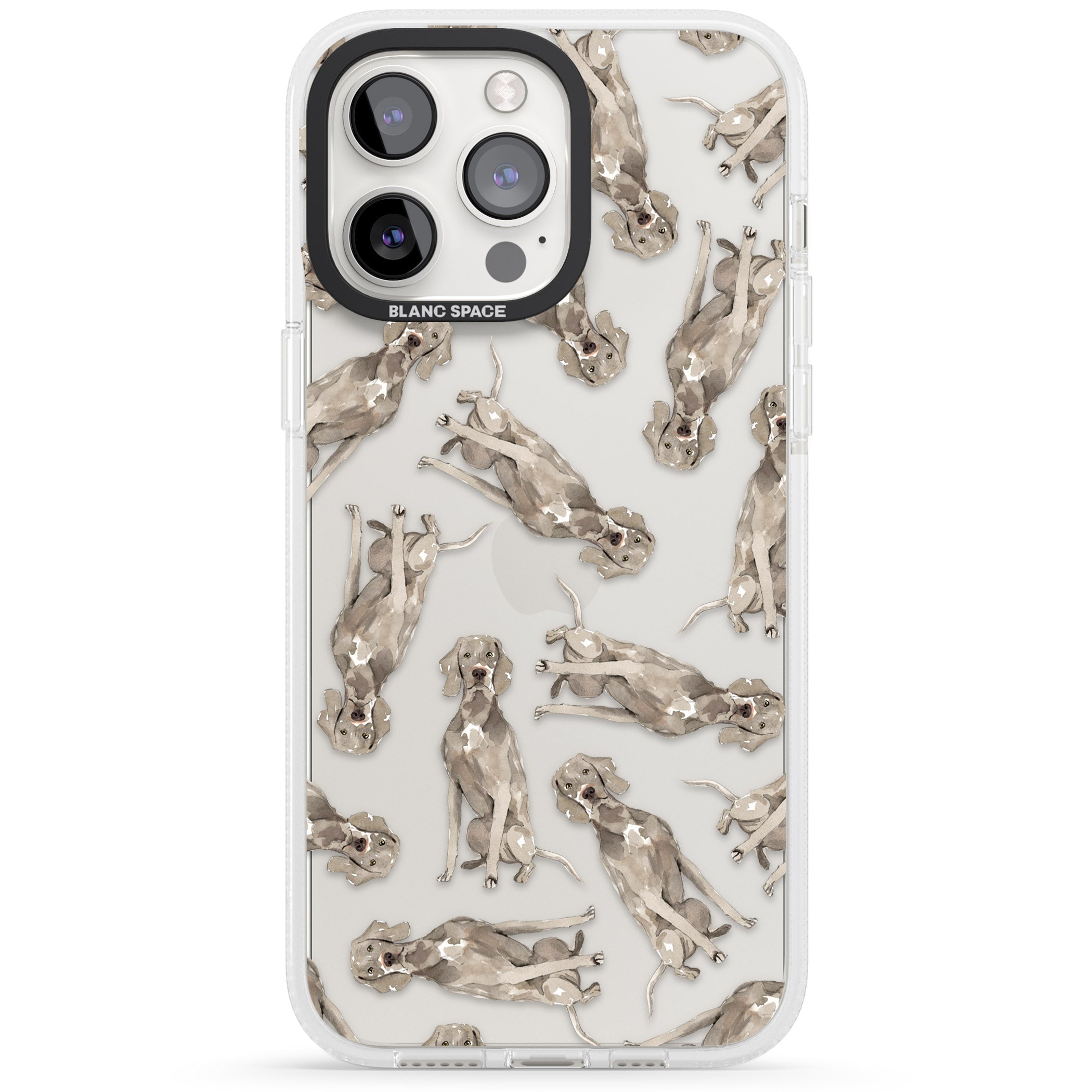 Weimaraner Watercolour Dog Pattern iPhone 15 Pro Max / 15 Pro / 14 Pro Max / 14 Pro / 13 Pro Clear Case Impact Air - Blanc Space