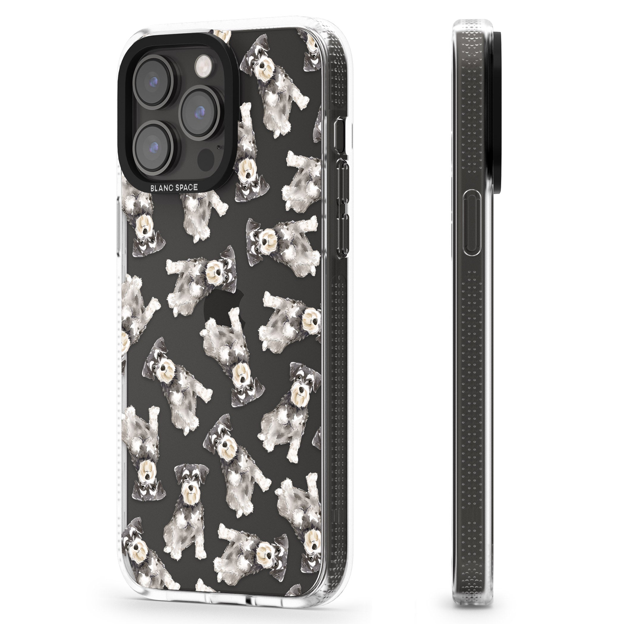 Miniature Schnauzer Watercolour Dog Pattern iPhone 15 Pro Max / 15 Pro / 14 Pro Max / 14 Pro / 13 Pro Clear Case Impact Air - Blanc Space