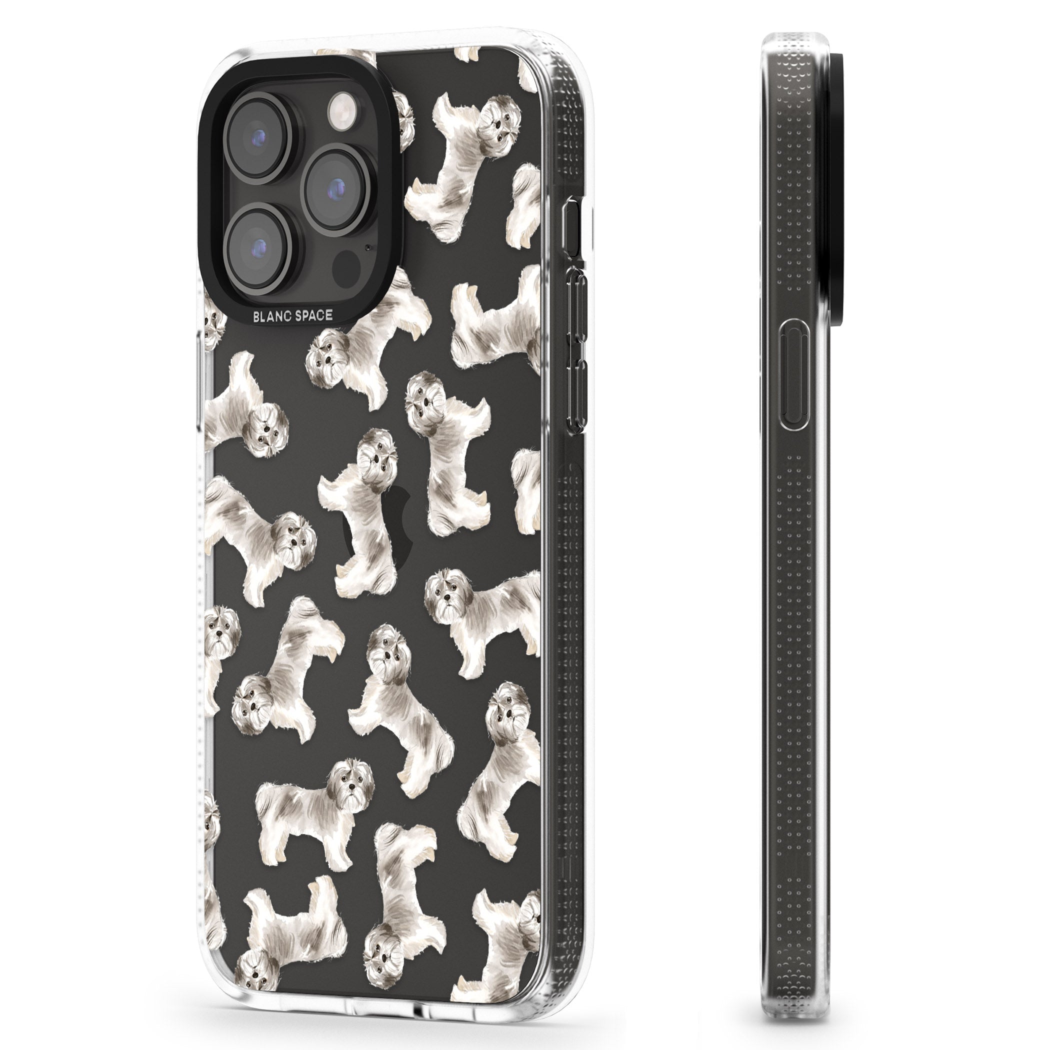 Shih tzu (Short Hair) Watercolour Dog Pattern iPhone 15 Pro Max / 15 Pro / 14 Pro Max / 14 Pro / 13 Pro Clear Case Impact Air - Blanc Space