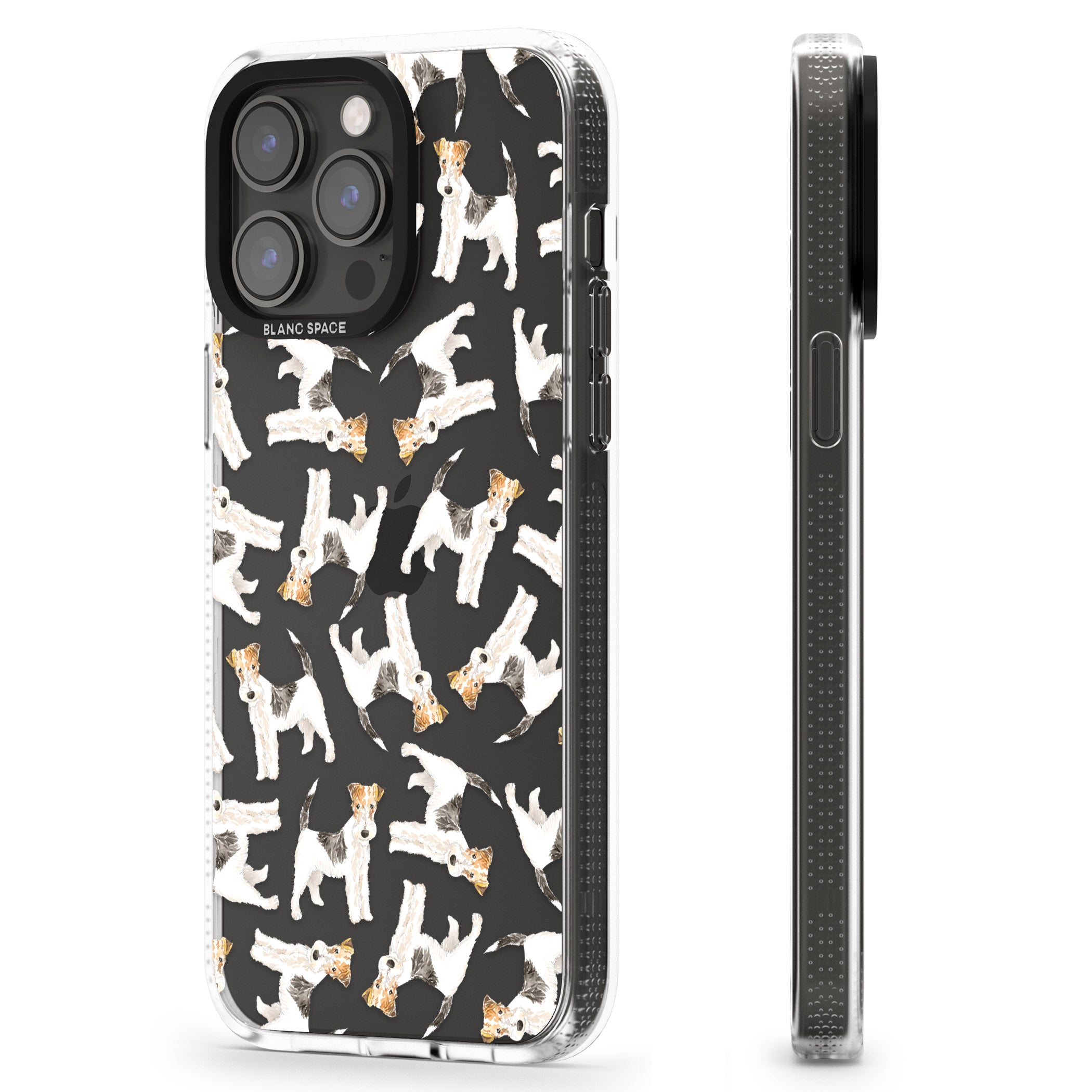 Wire Haired Fox Terrier Watercolour Dog Pattern iPhone 15 Pro Max / 15 Pro / 14 Pro Max / 14 Pro / 13 Pro Clear Case Impact Air - Blanc Space